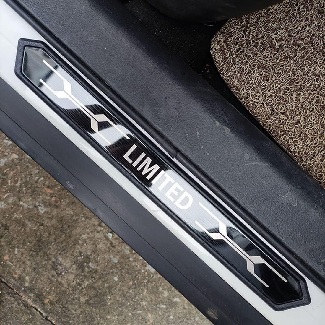 FEOYDS Stainless Door Sill Protector Kick Plate Entry Guard Kit for Toyota RAV4 Highlander Corolla Cross Venza Harrier Bz4X Kluger Limited 2023 Accessory (Black Limited Text) image number 2