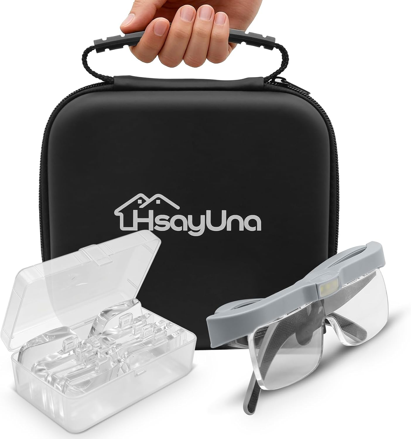 Magnifying Glass with Light Hands Free, Rechargeable Magnifying Glasses Headset with 5 Detachable Lenses Magnifier for Close Work, Reading, Jewelry Making Crafts