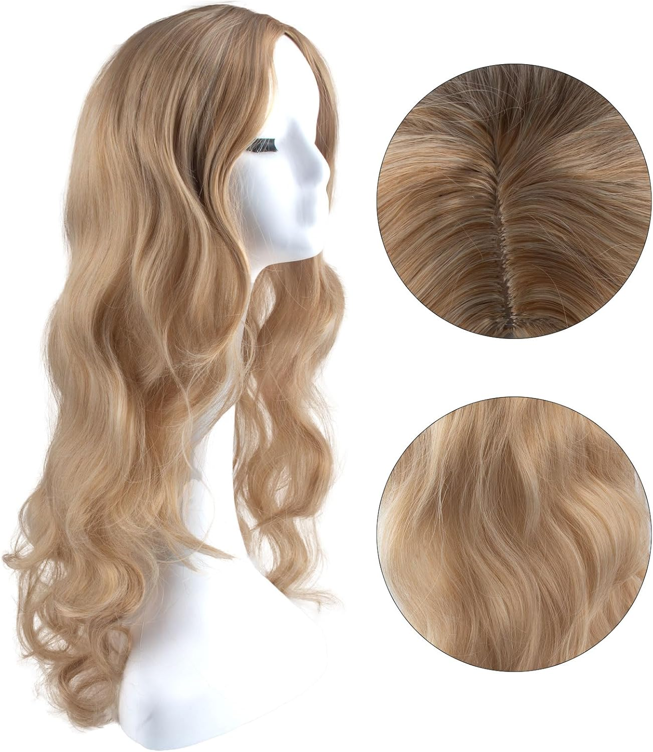 SSKHE Stylish Blonde Wavy Wig for Women, 27-Inch Long Curly Synthetic Hairpiece, Ideal for Role Play, Fancy Dress, and Daily Use, Lightweight and Comfortable for All-Day Wear image number 2