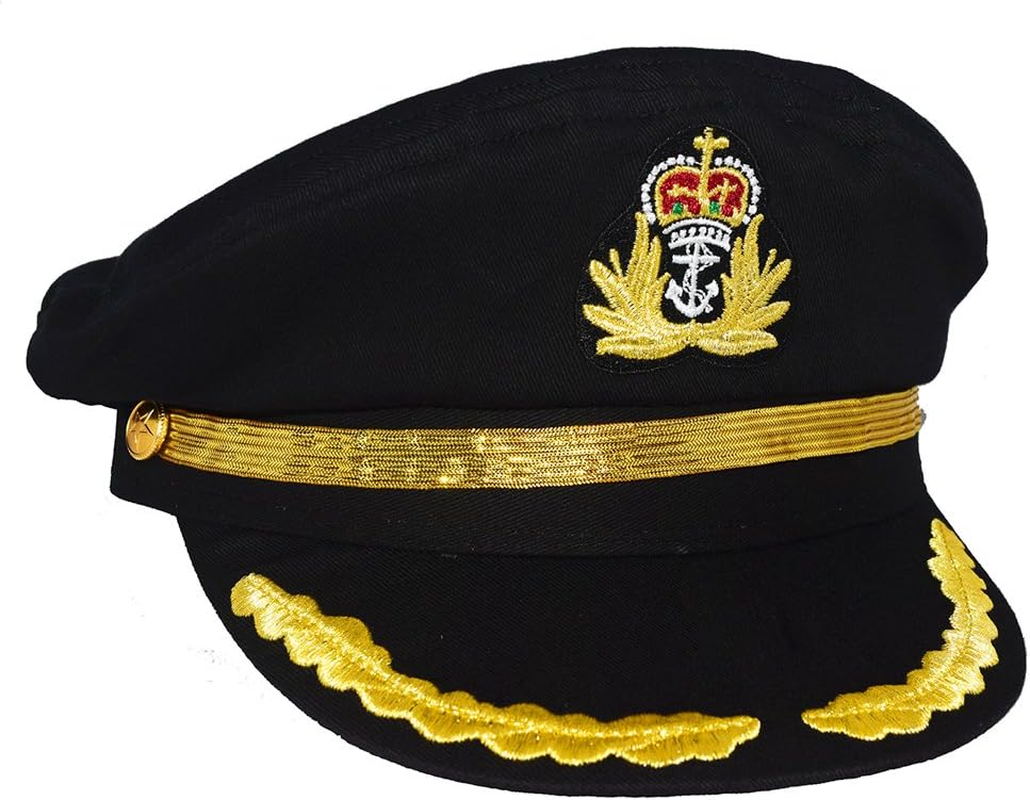Admiral Captain Yacht Hat Snapback Gold Embroidery Anchor Skippers Cap for Party