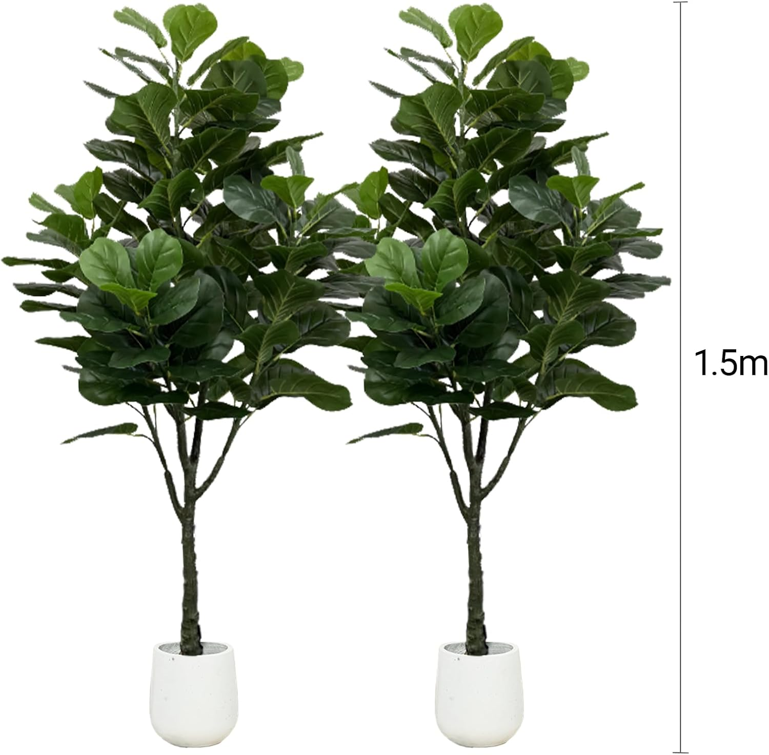 150Cm Artificial Plants Fiddle Leaf Fig Tree Tall Fake Plant with Pot, Large Faux Ficus Lyrata with Realistic Leaves for Indoor Home Decor, Outdoor Decor&ndash; No Maintenance Housewarming Gift (2)