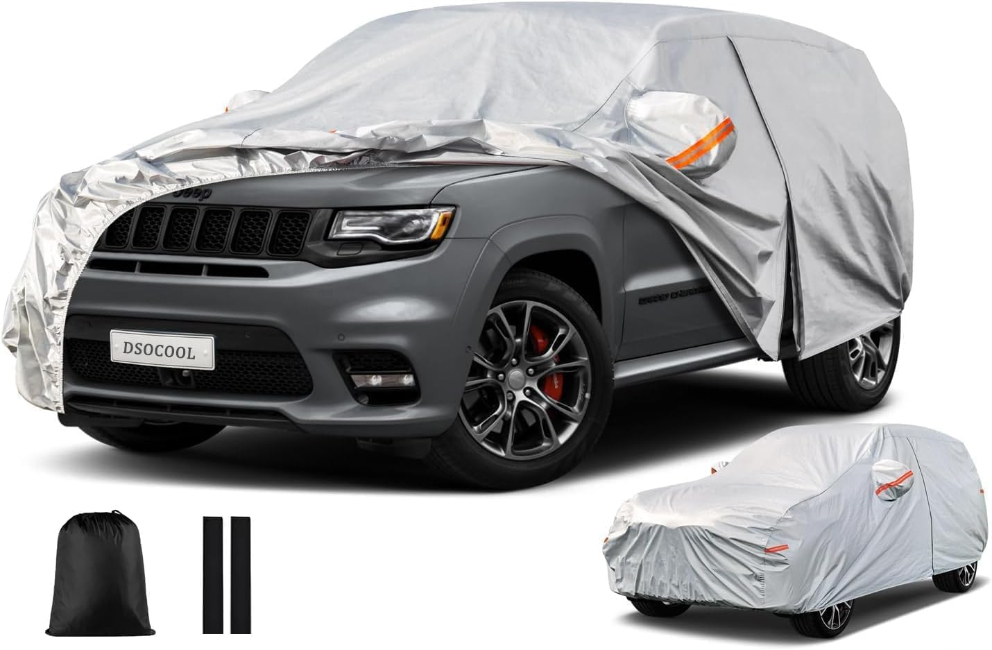 Dsocool 6 Layers Car Cover Waterproof All Weather for Automobiles, Outdoor Full Cover Rain Sun UV Protection with Zipper Cotton, Universal Fit for Sedan and Suvs (For SUV, YXL) image number 1