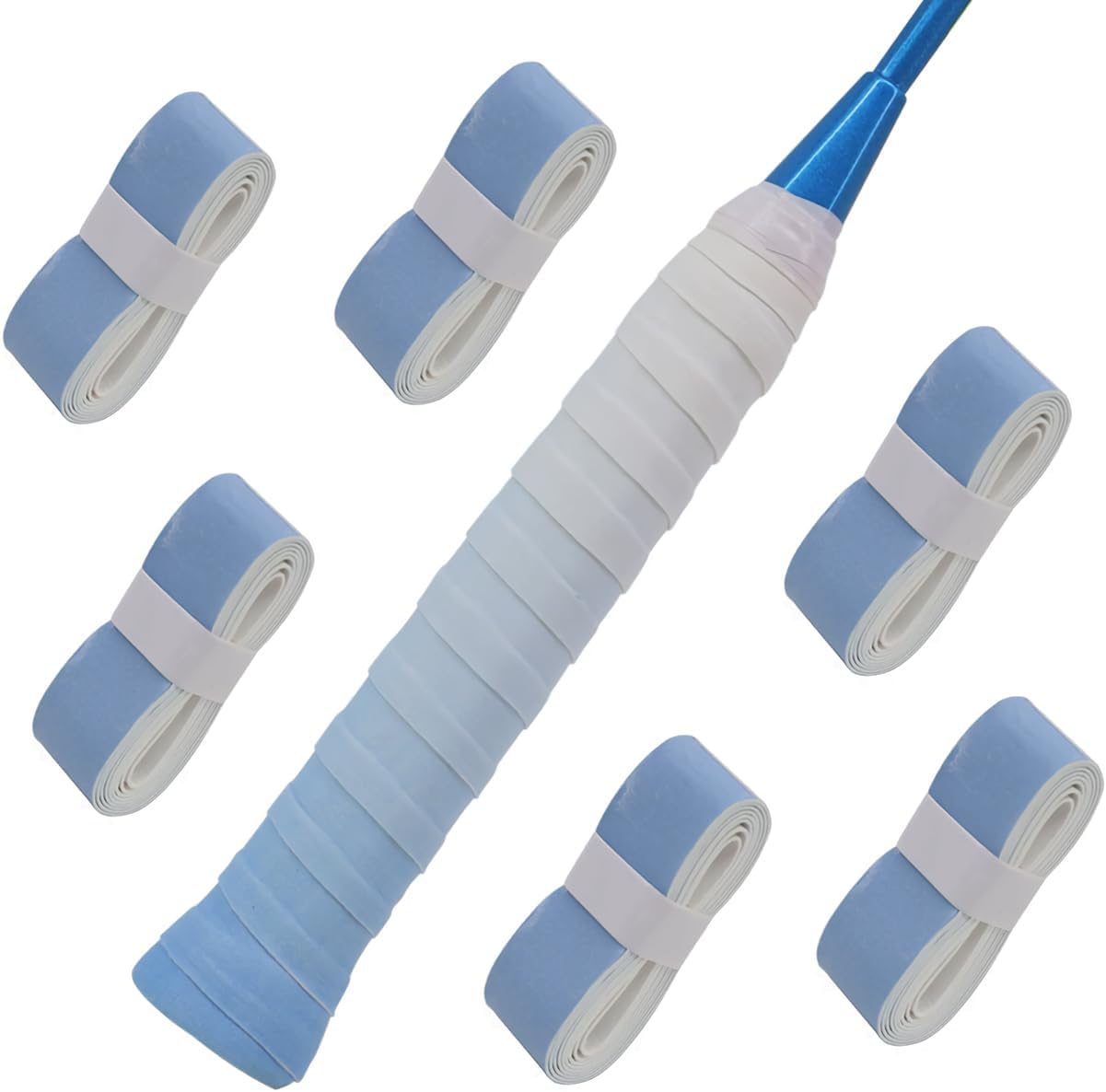 Tennis Racket Grip Tape [6 Pack], Gradient Color Non-Slip Grip Tape for Badminton Tennis Rackets, Precut/Soft Feel/Anti-Peeling/Long Lasting Racket Tape for Tennis