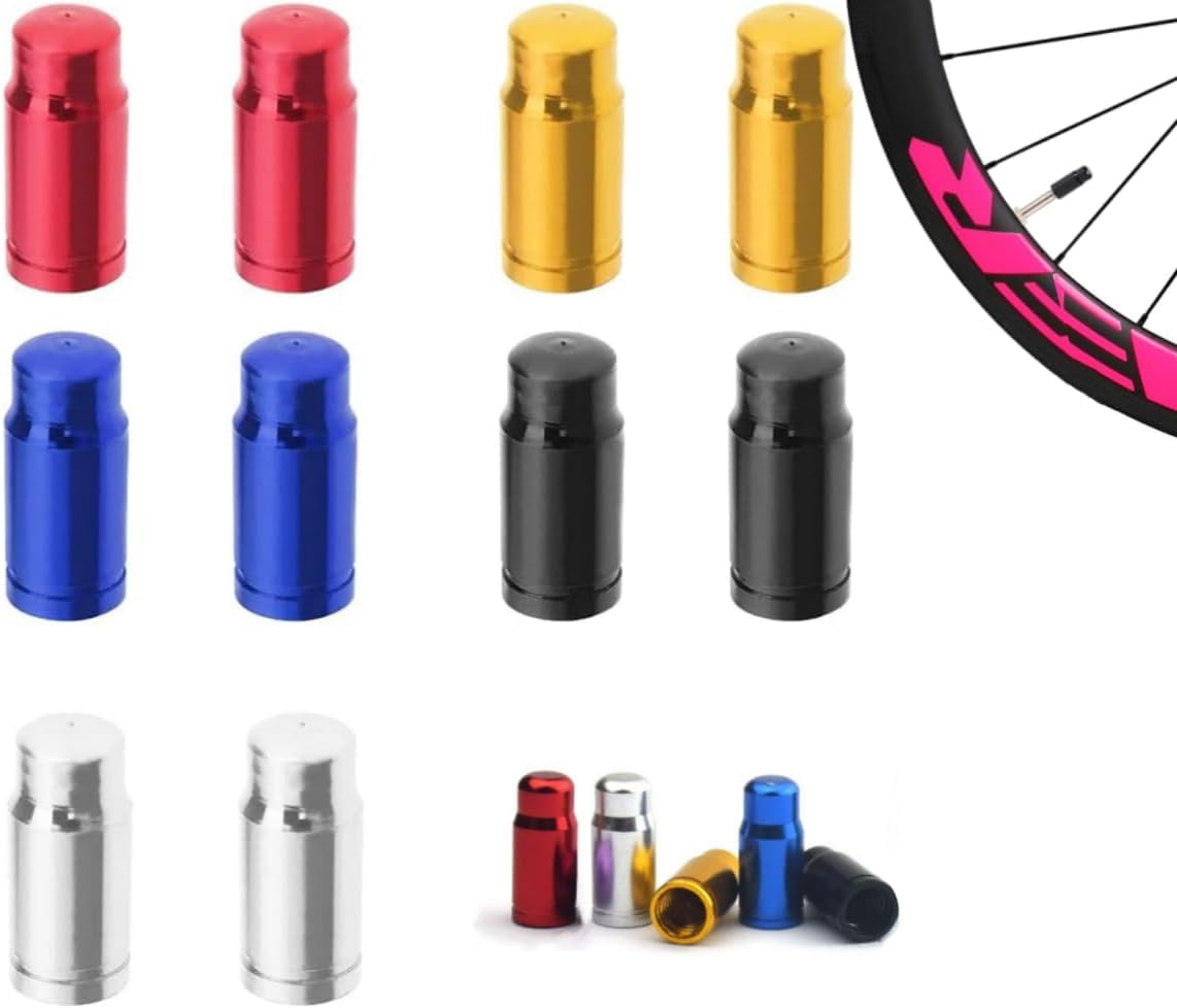10PCS Bicycle Presta Valve Caps, 5 Colors Bike Tire Presta Valve Stem Covers,Colorful Aluminum Alloy Tyre Dust Caps, Prolong the Service Life of Tires for Mountain Bikes Road Bikes Folding Bikes image number 1