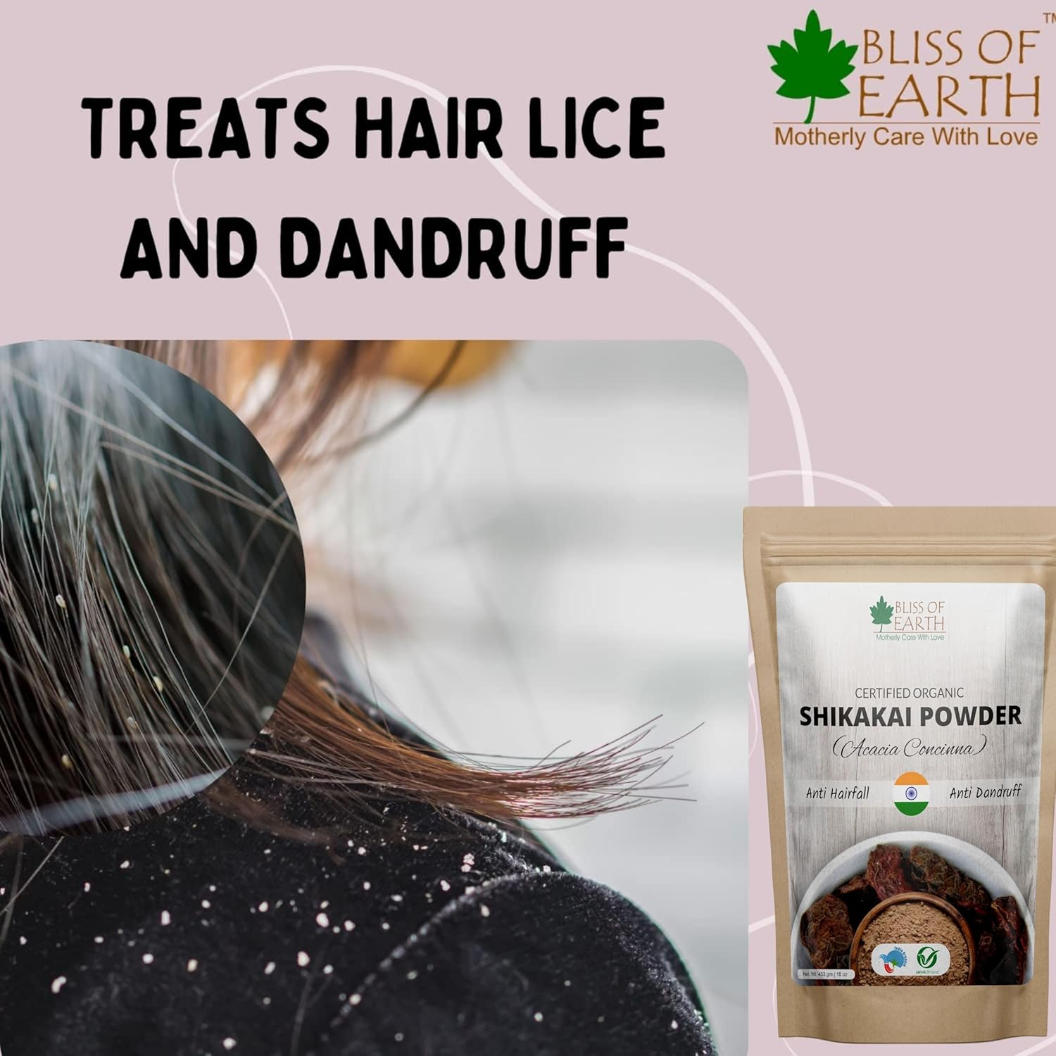 453GM USDA Organic Shikakai Powder for Hair Growth image number 2