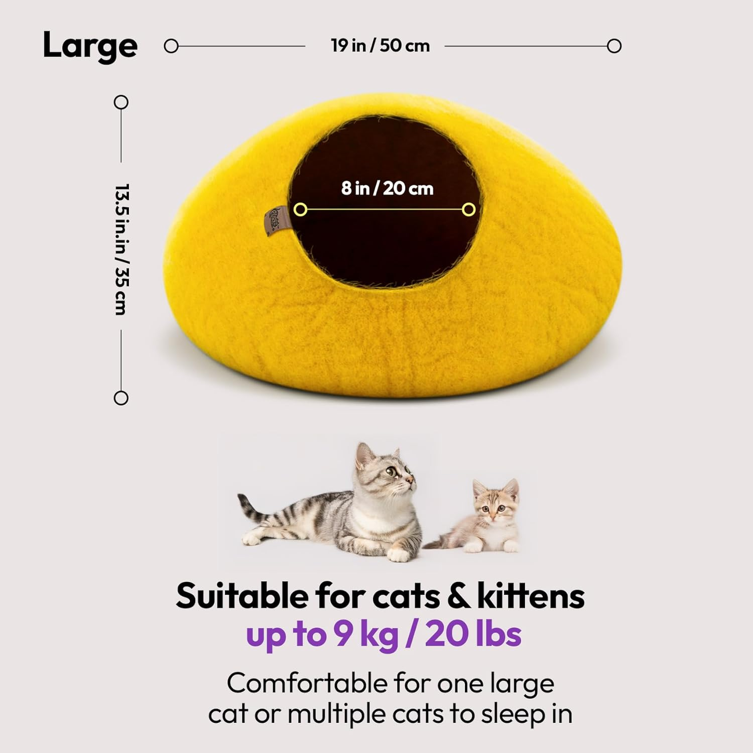 Cozy Wool Cat Nest: Elevated Orthopedic Handmade Merino Wool Cat Bed Cave - Premium Felt Cat Pods, Soft Felted Hideout for Cats & Kittens (Medium, Great Barrier Reef) image number 3