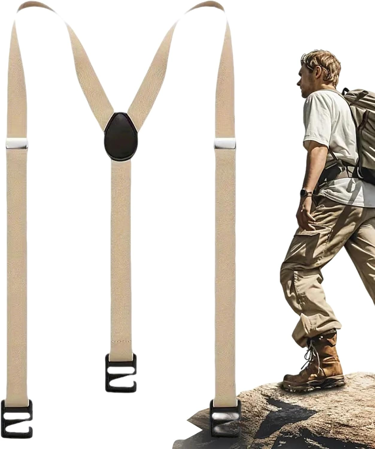 Mens Suspenders | Clip on Suspenders for Men - Invisible Belt Adjustable under Clothing for Rock Climbing Sports Work Fishing Hiking Cycling Mountaineering Sports