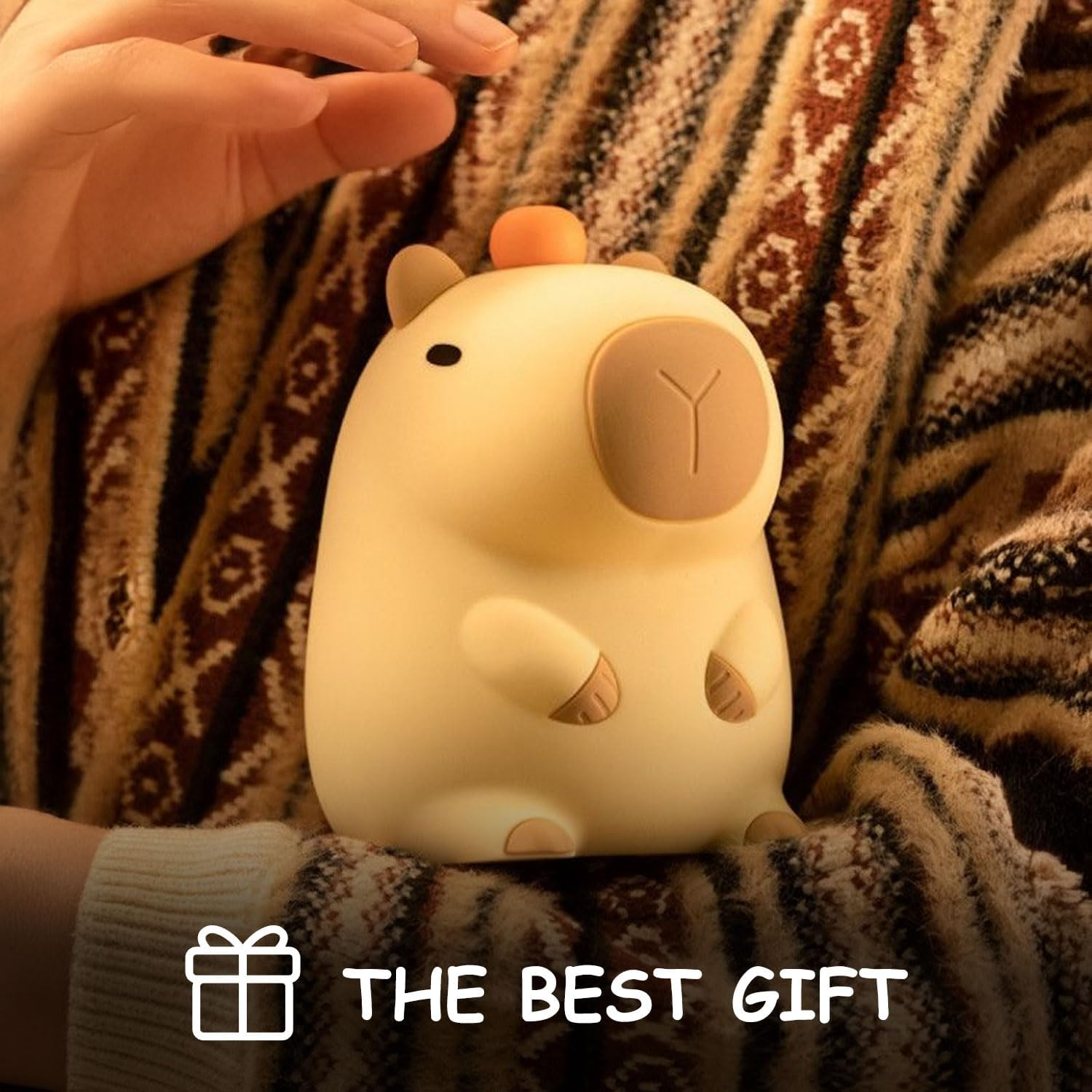 Lovely Silicone Night Light Capybara for Kids Soft Portable Rechargeable Lamp, Kids Room Decor Present for Girls Boys Birthday Holiday Christmas Camping - Warm White image number 2