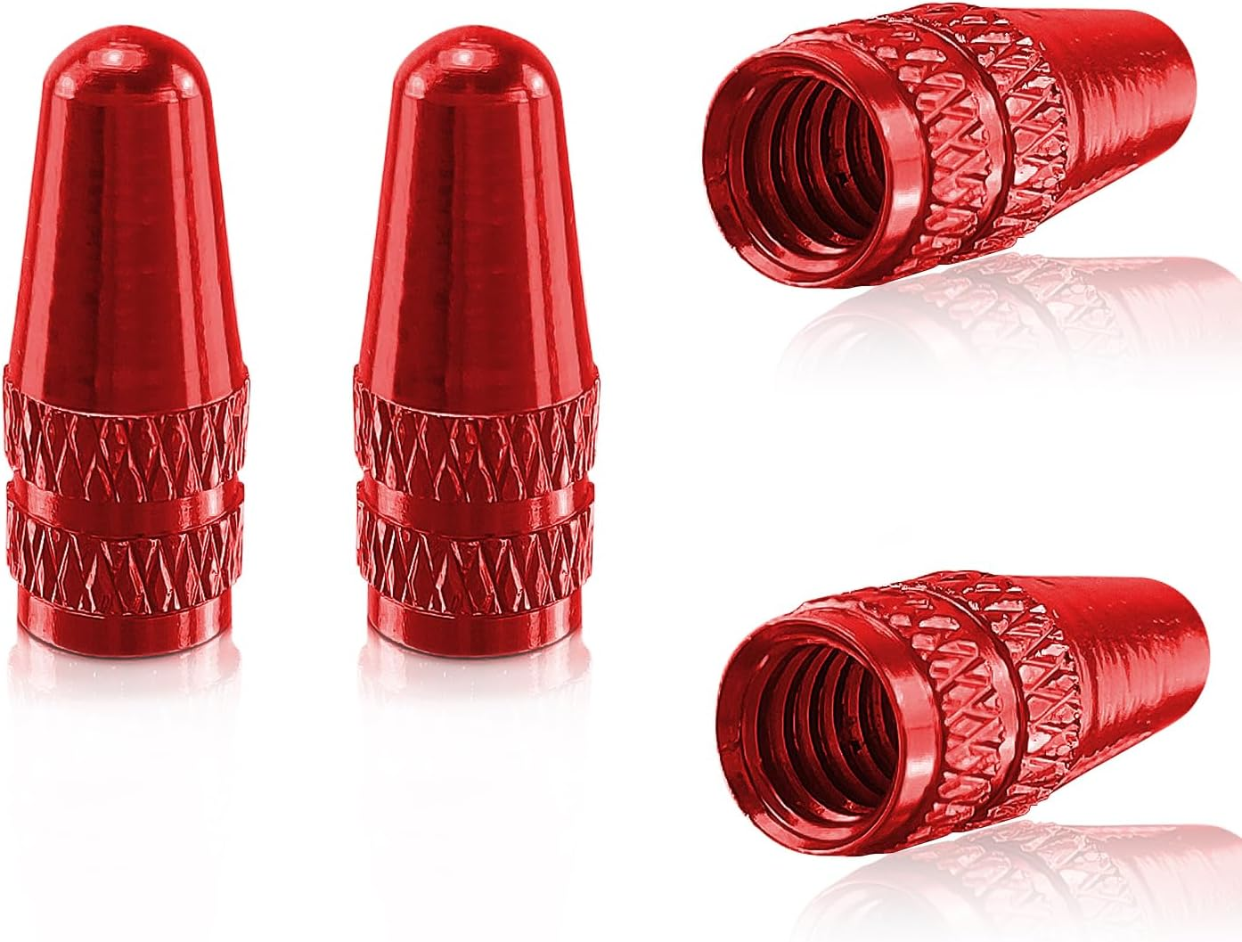 WALWAL Presta French Valve Caps, Anodized Aluminum - Compatible for Mountain Bike, Road Bike, Bicycle(Red,4Pcs) image number 2