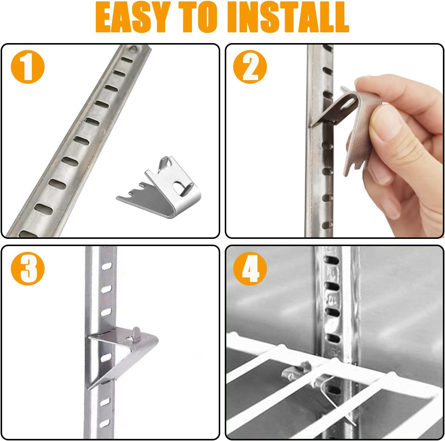 920158 Freezer Shelf Clip,Stainless Steel Shelf Clip for Refrigerator,Freezer Cooler Shelf Support,Replacement Shelf Square Buckles Clips (10) image number 3