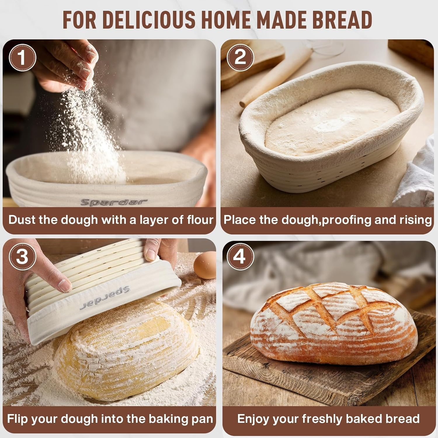 Sourdough Starter Kit, Bread Proofing Basket Set Oval Round, Sourdough Kit with Bread Lame, Danish Dough Whisk, Dough Scraper, Bread Bag and Brush
