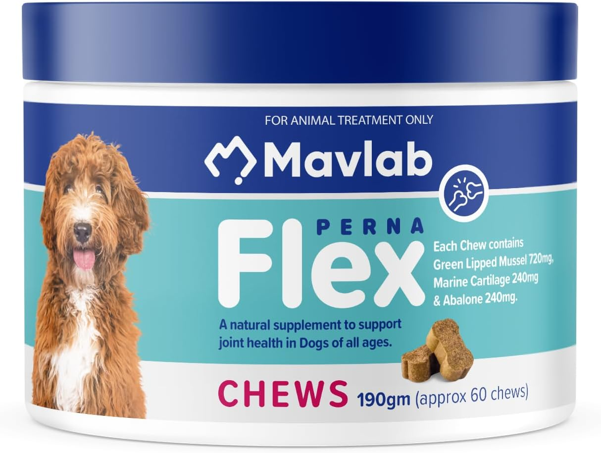 Mavlab Pernaflex Chews 190G, Veterinary Joint Health Supplement for Dogs and Cats, Australian Made and Veterinary Registered, Supports Joint Mobility, Comfort, and Healthy Cartilage