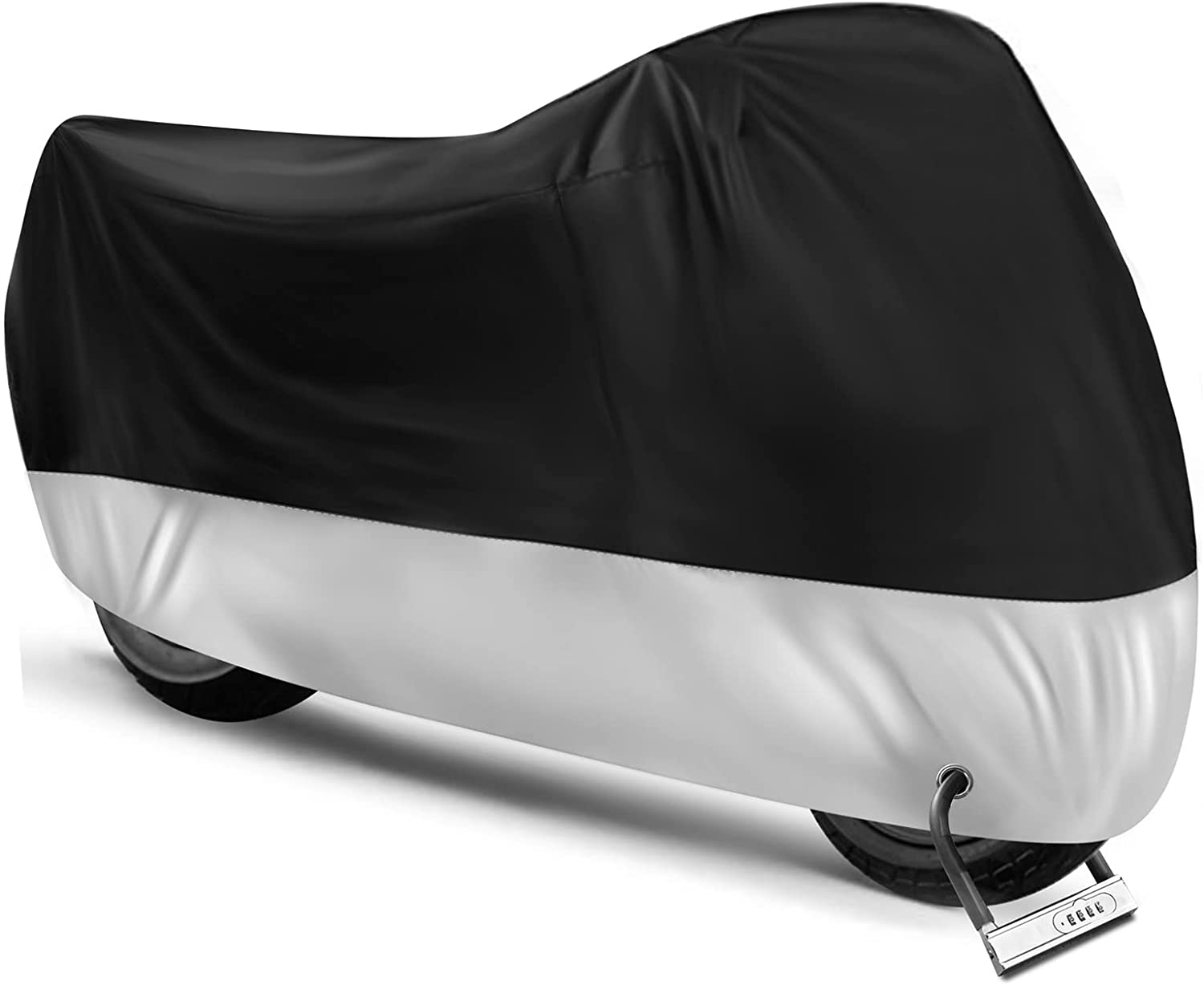 Motorcycle Cover,Motorbike Cover All Season Universal Weather Waterproof Sun Outdoor Protection with Lock-Holes & Storage Bag,Xxl Motorcycles Vehicle Cover image number 2