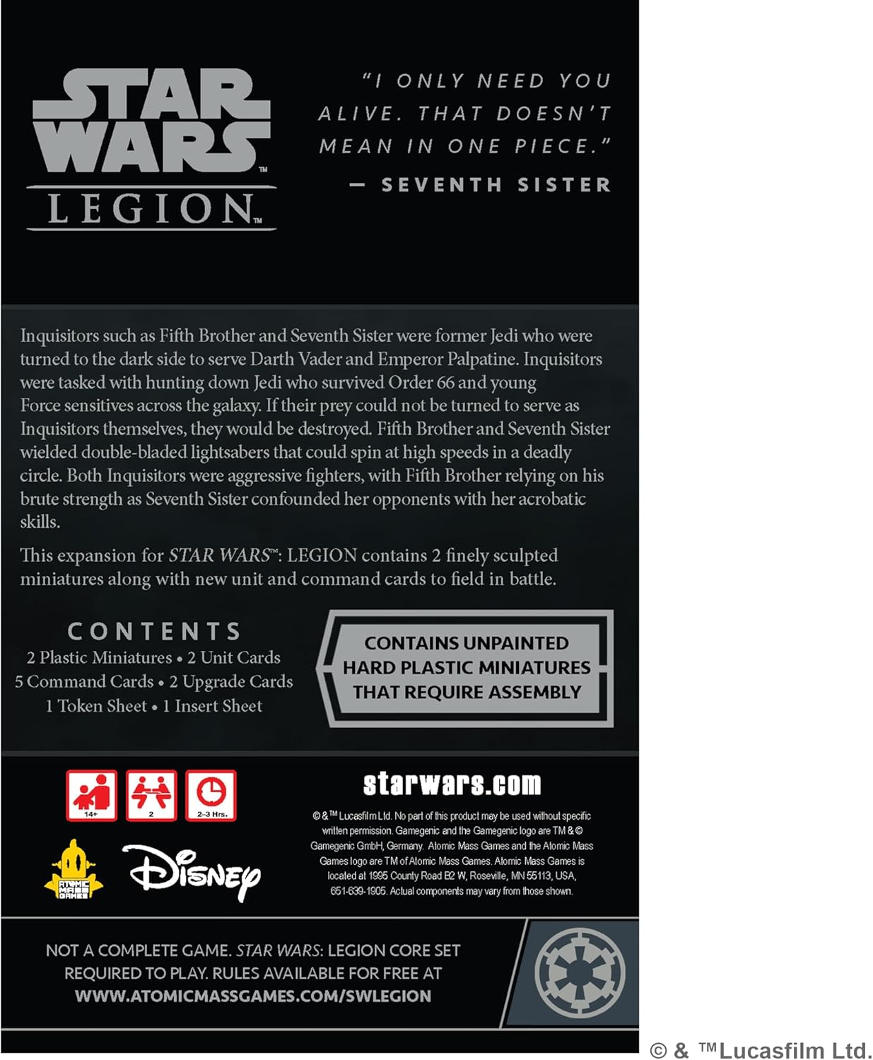 Atomic Mass Games Star Wars: Legion - Fifth Brother and Seventh Sister Operative Game Expansion Pack