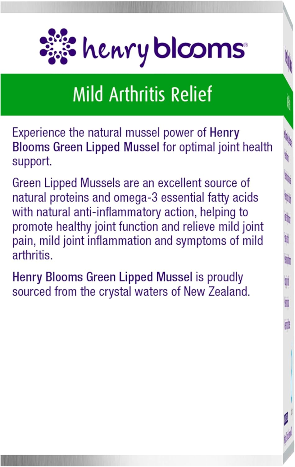 Henry Blooms 500Mggreen Lipped Mussel with Biop 60 Capsules image number 1