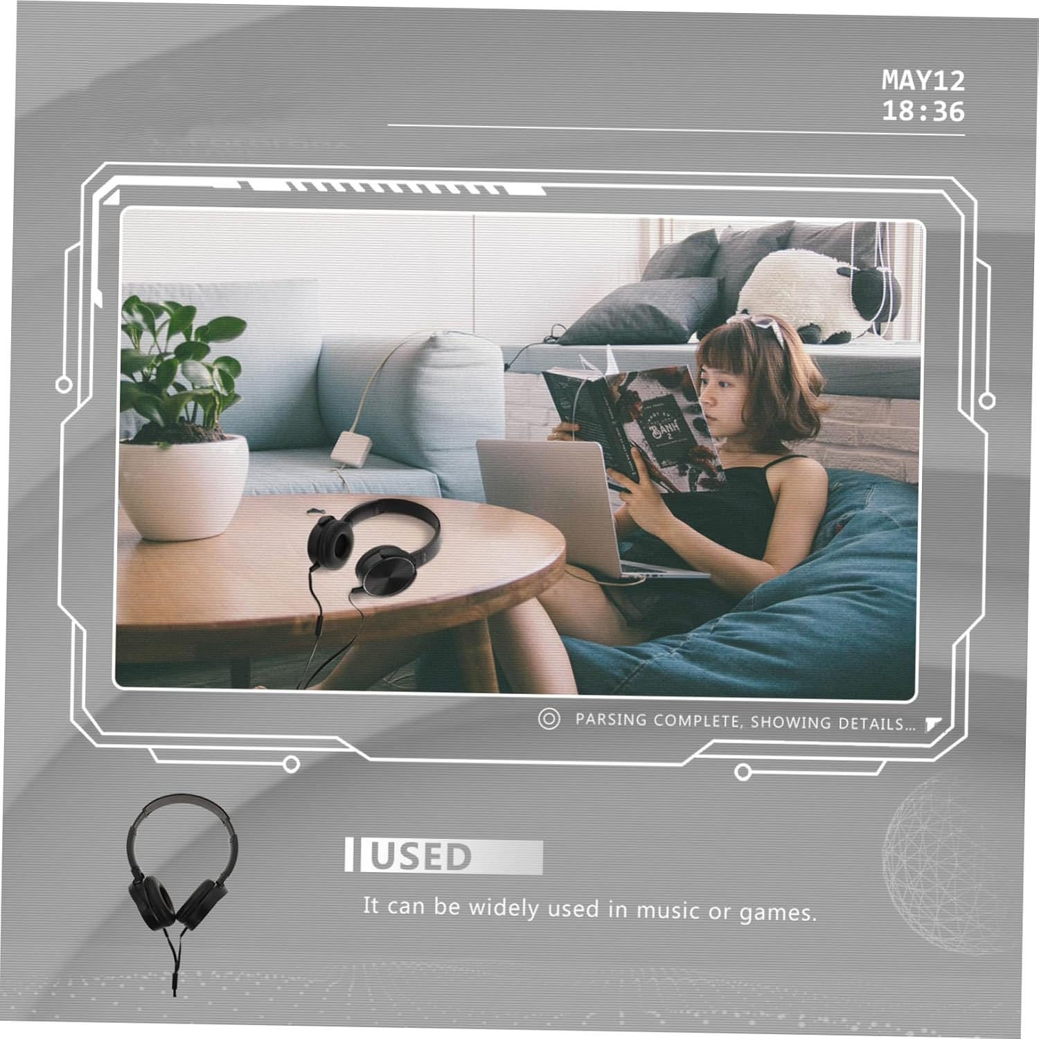 VERDANVERSE Wired Gaming Headset with Microphone for Computer and Music, On-Ear Stereo Headphones, Black, Compatible with Desktop and Laptop, Suitable for Gaming and Online Communication image number 2