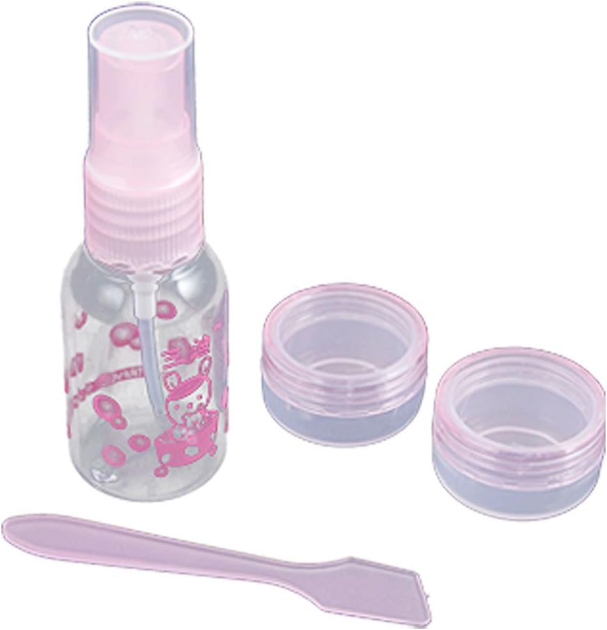 Ruilogod Pink Portable Cosmetic Cream Box + Spray Bottle + Spoon