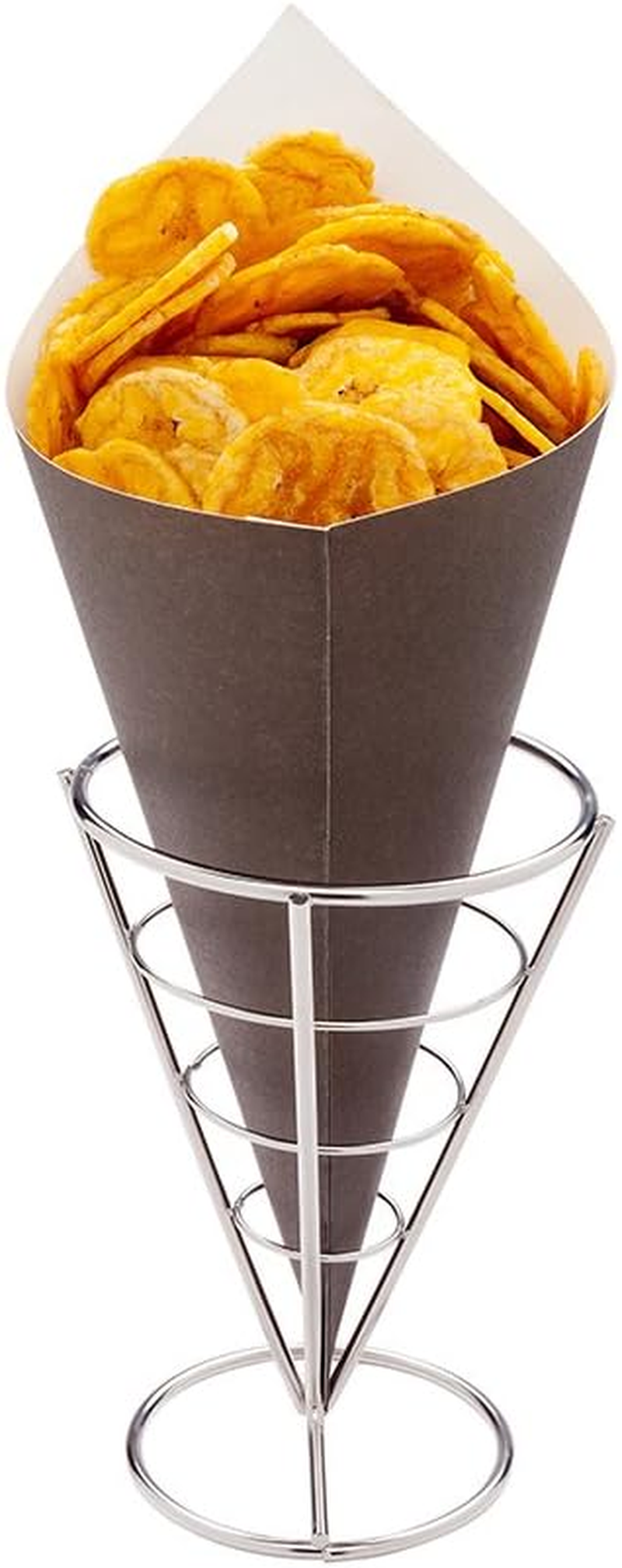 Restaurantware Conetek 10-Inch Eco-Friendly Finger Food Cones: Perfect for Appetizers - Food-Safe Paper Cone with Newsprint Styling - Disposable and Recyclable - 100-CT - Restaurantware