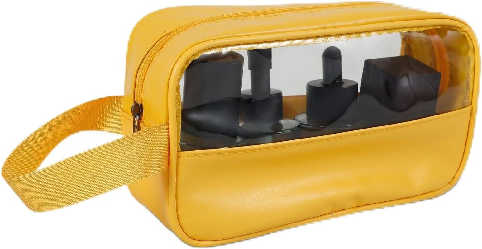 Makeup Bag, PVC Clear Toiletry Wash Bag, Waterproof Transparent Cosmetic Bags, Large Capacity Clear Makeup Organizer, Side Carry Handle, Multifunctional Portable Wash Pouch, for Travel (Pink)