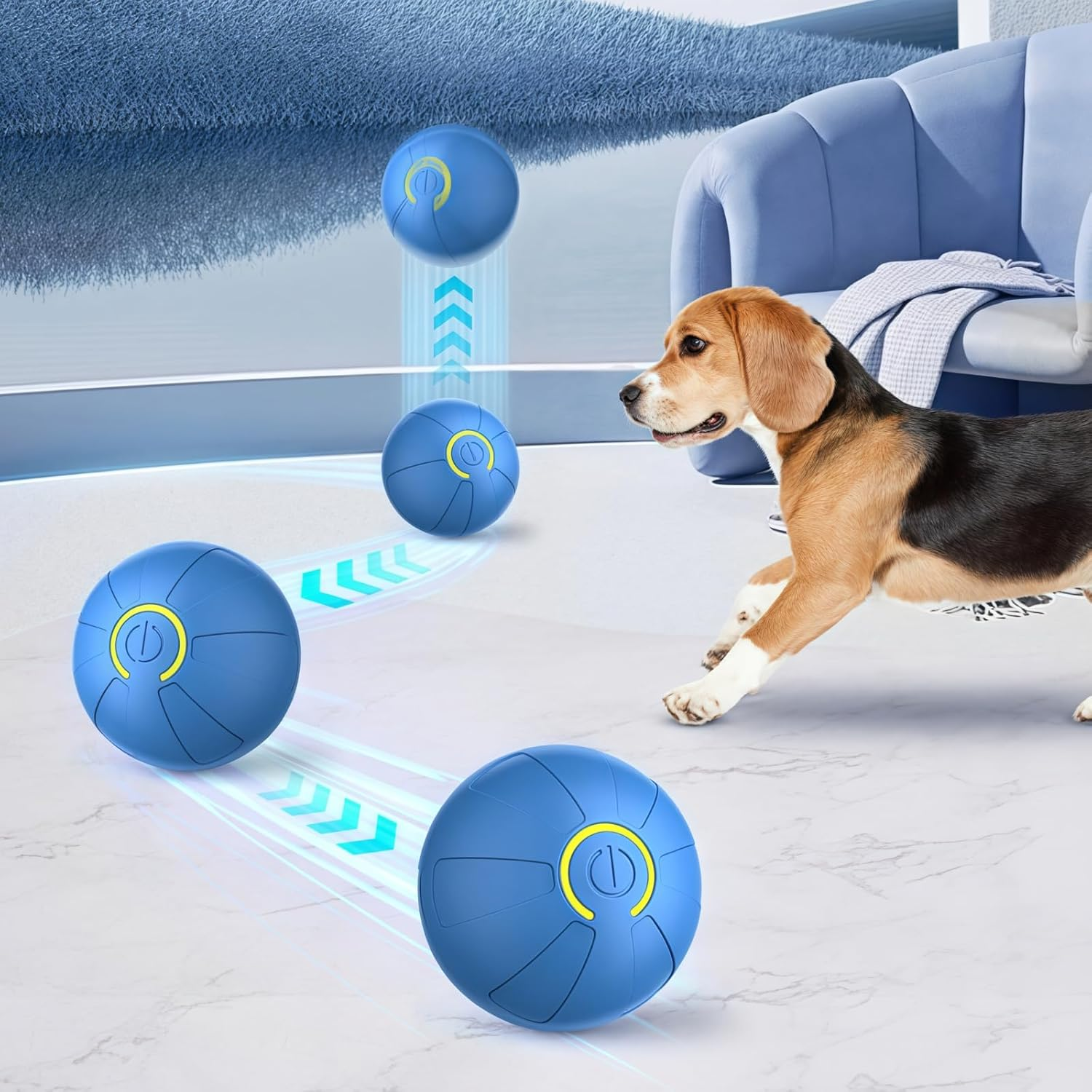 Smart Interactive Dog Toys Ball,Shaky Ball Toy Dogs, Automatic Moving Dog Toy Ball Smart Usb.Automatic Bouncing for Small Medium Large Dogs.(Blue)