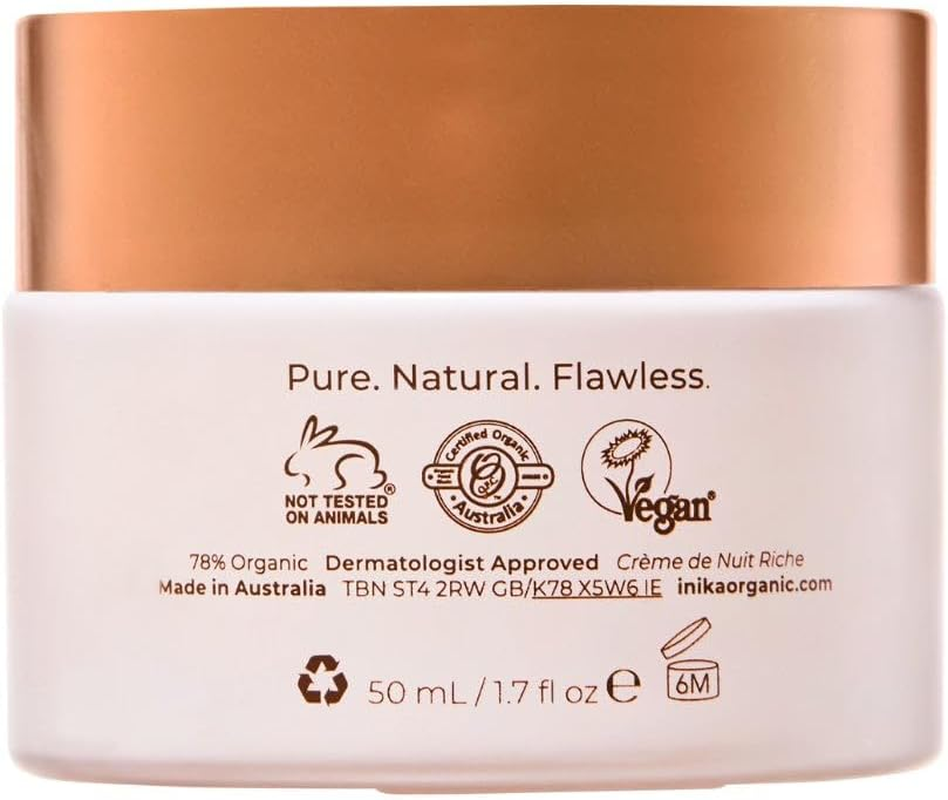 INIKA Organic Phytofuse Renew Rich Night Cream | Extra Nourishing, Clinically Proven Anti-Ageing, Skin Rehab. Renews, Regenerates & Heals. Decreases Wrinkles, Increases Hydration. Organic, Natural. 50Ml image number 1