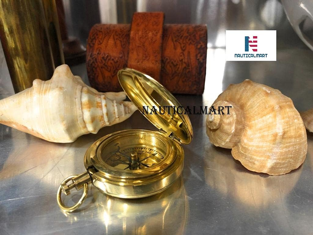 Nauticalmart Handmade Brass Push Button Compass -Direction Compass, Brass Pocket Compass, Pirate Gift Compass image number 4