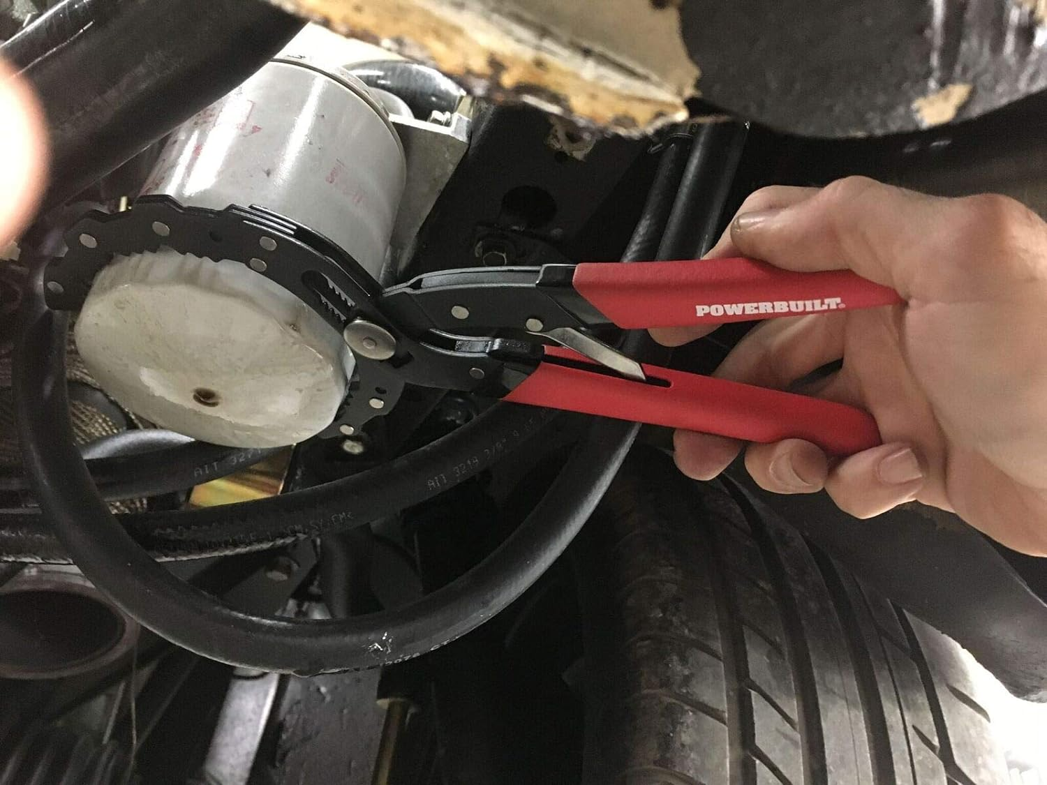 Powerbuilt 942068 Self-Adjusting Oil Filter Pliers, Red image number 2