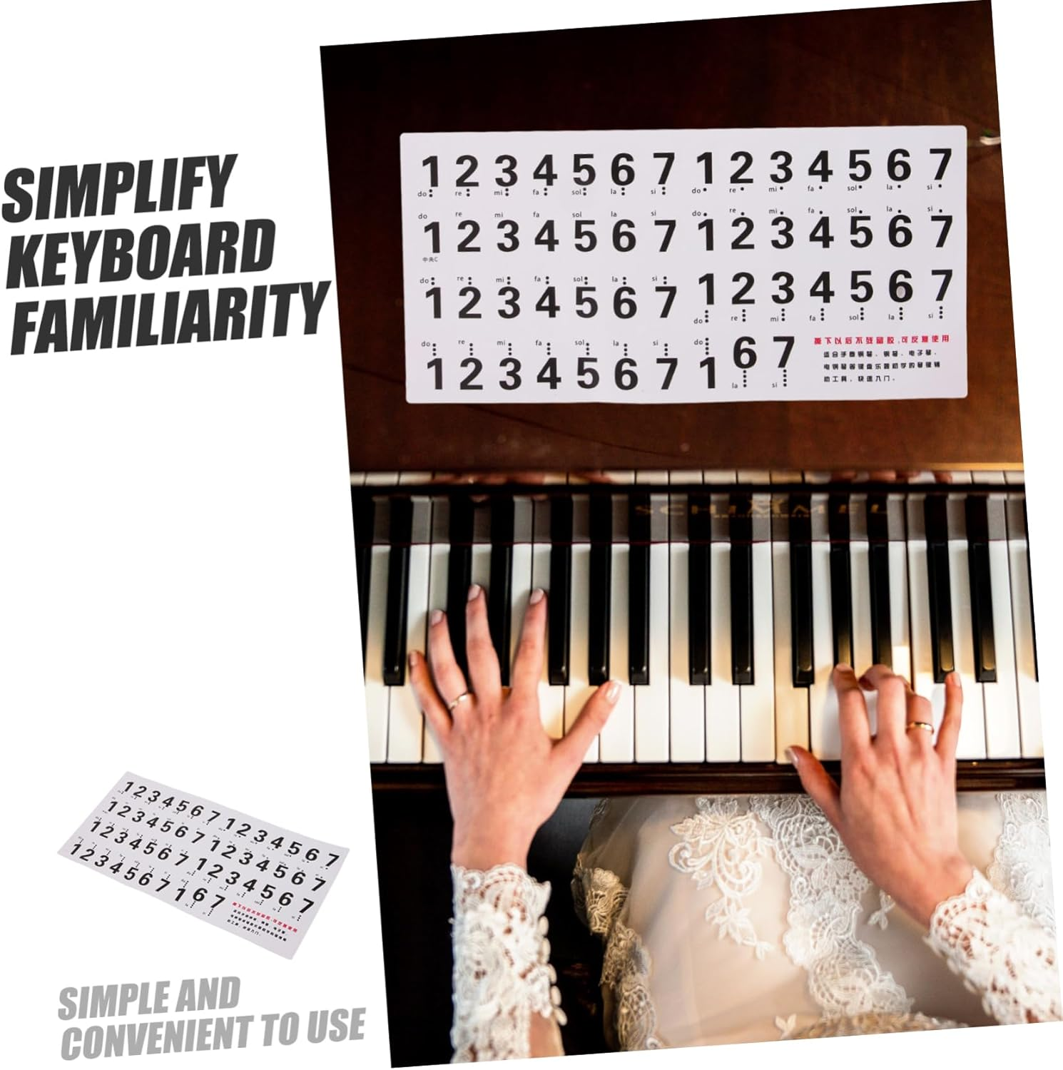 88-Key Piano Keyboard Number Stickers Self-Adhesive Musical Notation Decals for Electronic Keyboard Teaching Tools for Children and Beginners image number 3