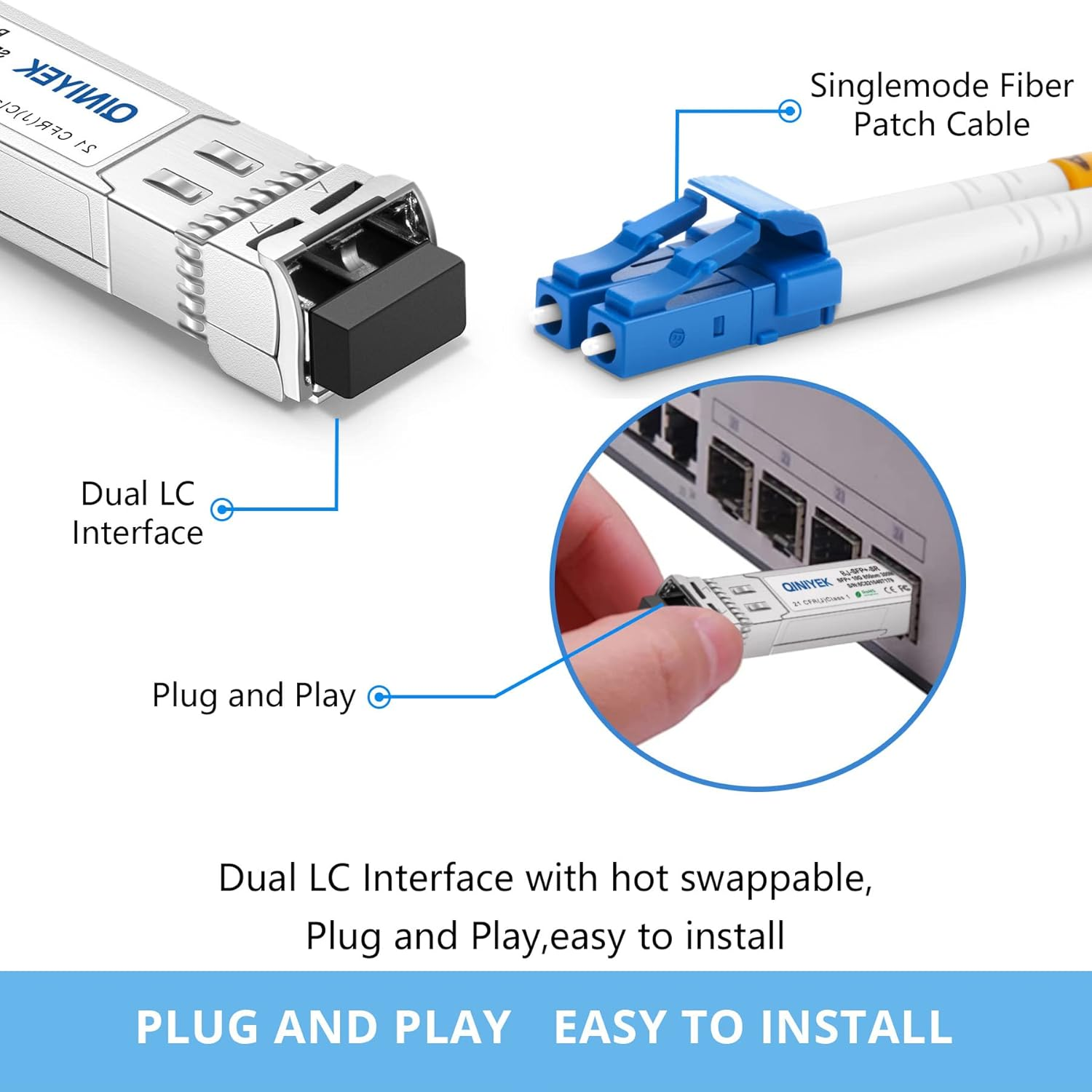 2Pack 10Gbase-Lr SFP+ Transceiver, 10G Singlemode SFP+ Duplex LC Module,Compatible for Cisco SFP-10G-LR, Ubiquiti Uf-Sm-10G,Meraki , Mikrotik, Supermicro, Netgear,Smf,1310Nm,10Km,Ddm image number 1