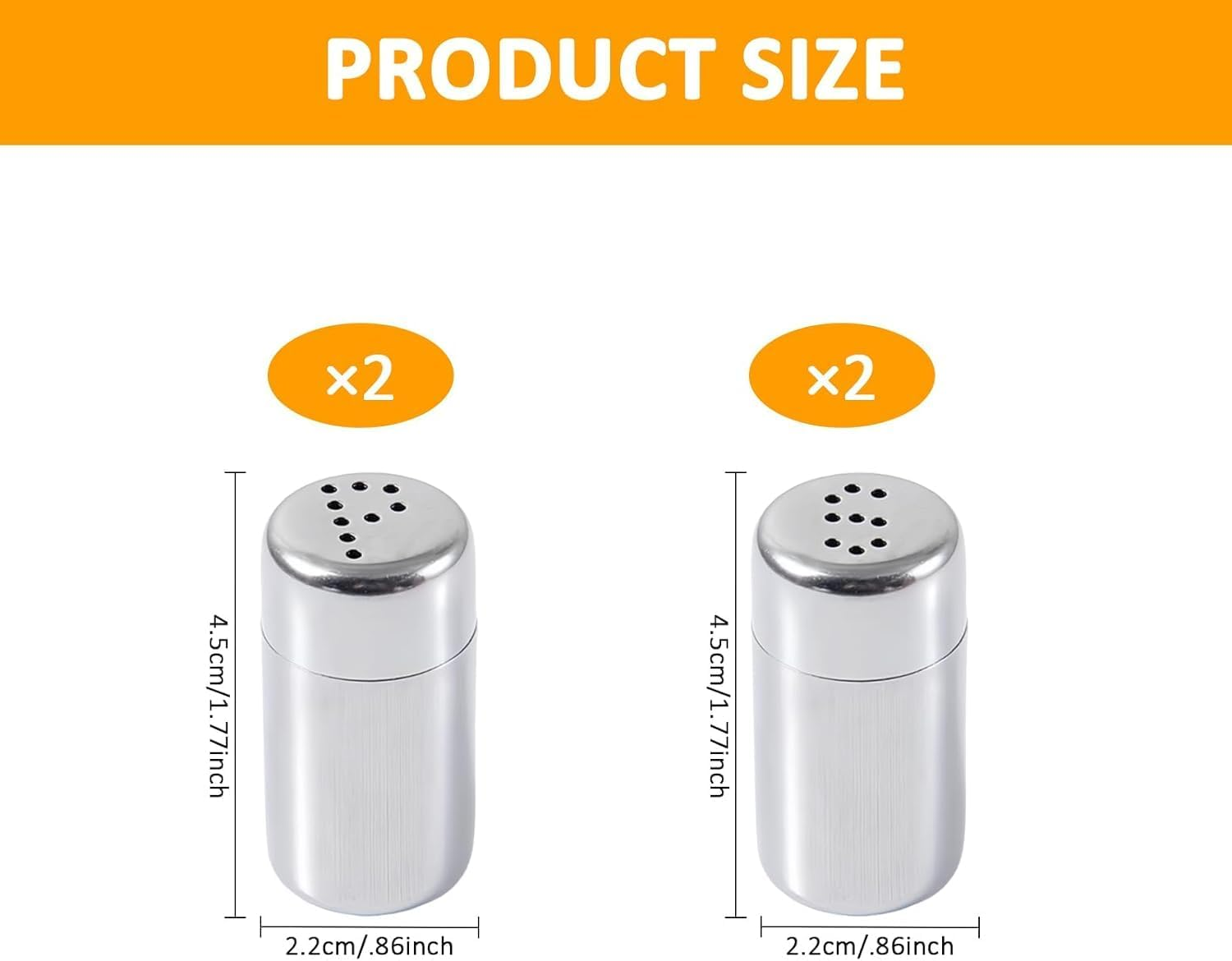 Mini Salt Shakers Small for on the Go 5 Ml Salt and Pepper Shakers, 4Pcs Stainless Steel Mini Salt and Pepper Shakers,Stainless Steel Salt Shakers 5 Ml Spice Shakers,Stainless Steel Mini Salt Shakers image number 3