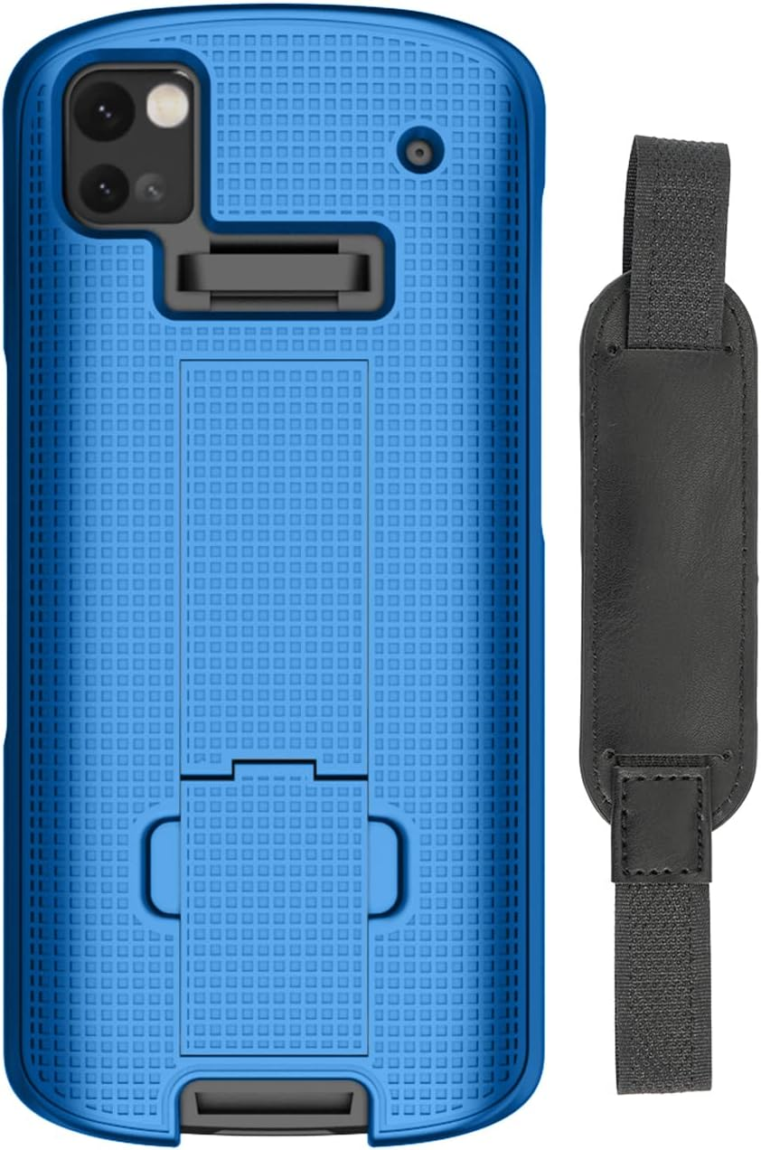 Nakedcellphone Case + Hand Strap Combo for Zebra TC53 TC58 Mobile Computer Scanner, Textured Slim Hard Shell Protector Cover with Kickstand - Cobalt Blue image number 6