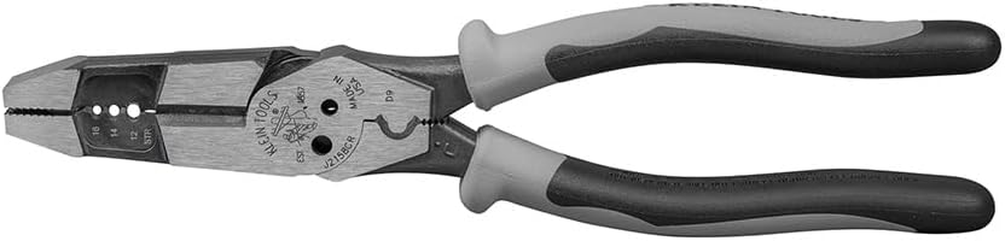 Klein Tools A-J215-8CR Hybrid Pliers, Professional Pliers with Crimp and Wire Stripper, 20.9 Cm, Gray/Black