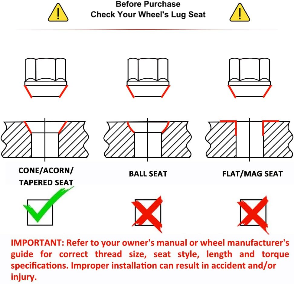 White Knight 1309-1S-20AM Zinc Finish 14Mm X 1.50 Thread Size Open End Bulge Acorn Lug Nut, (Pack of 20)