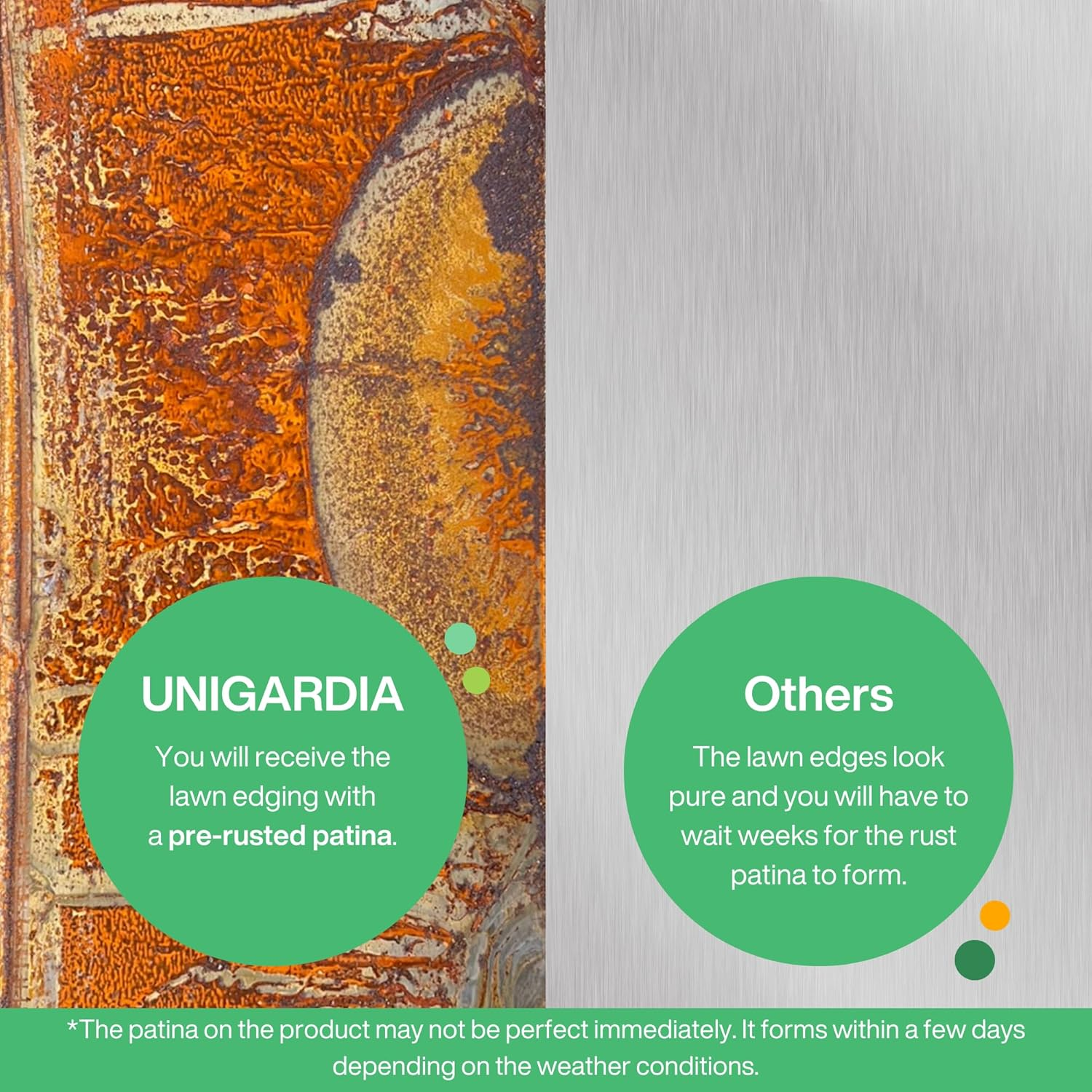 Corten Steel Lawn Edging 10 M - Metal Flower Bed Edging 14 Cm High - Easy Assembly - Flower Bed Border with Grate, 1 Pair of Mounting Gloves Included image number 1