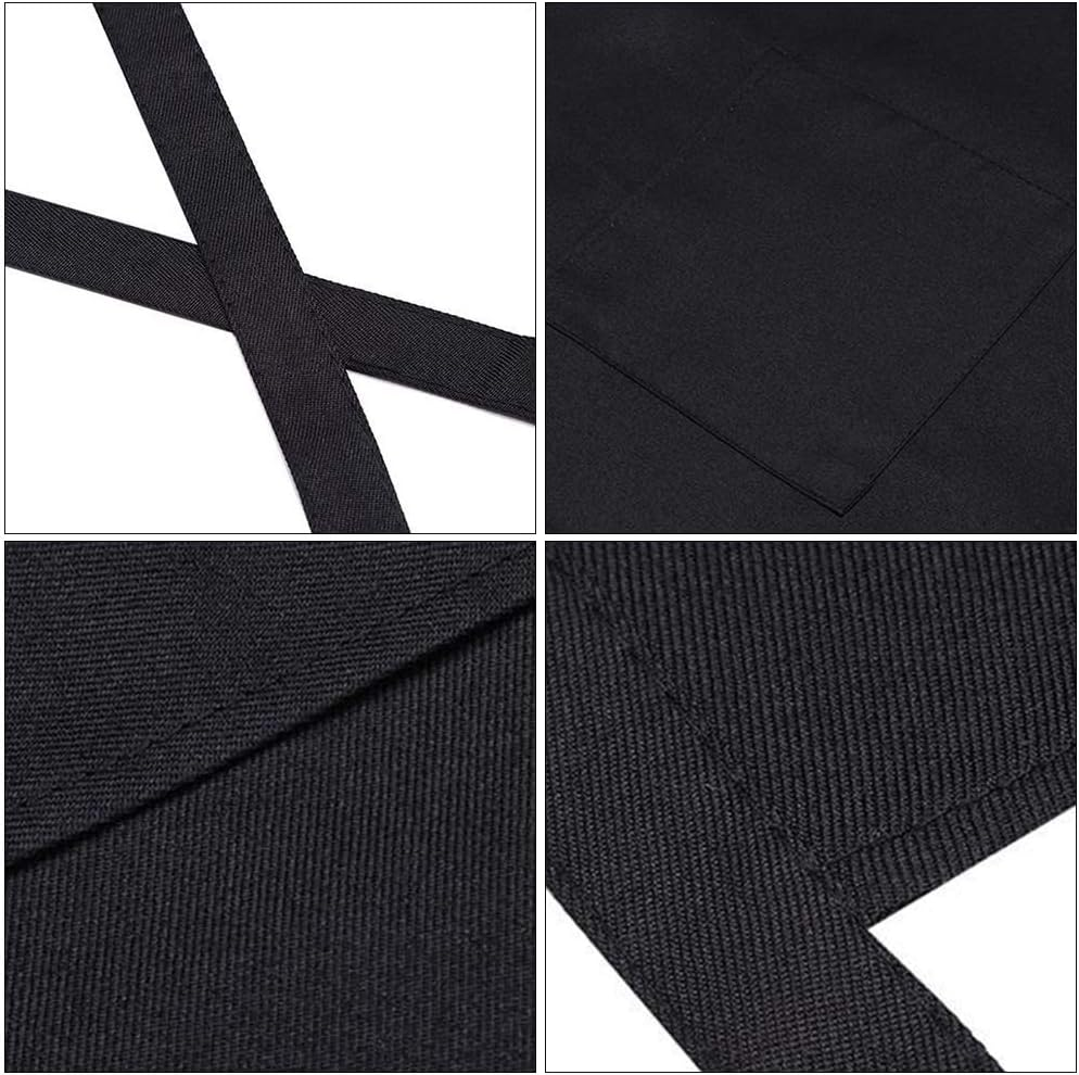 SENRISE Waist Apron Waist Apron with 2 Pockets, Waiter Server Short Half Aprons for Women Men, Waitress Aprons - Cotton Short Apron for Kitchen Restaurant - Black-20Pcs image number 6