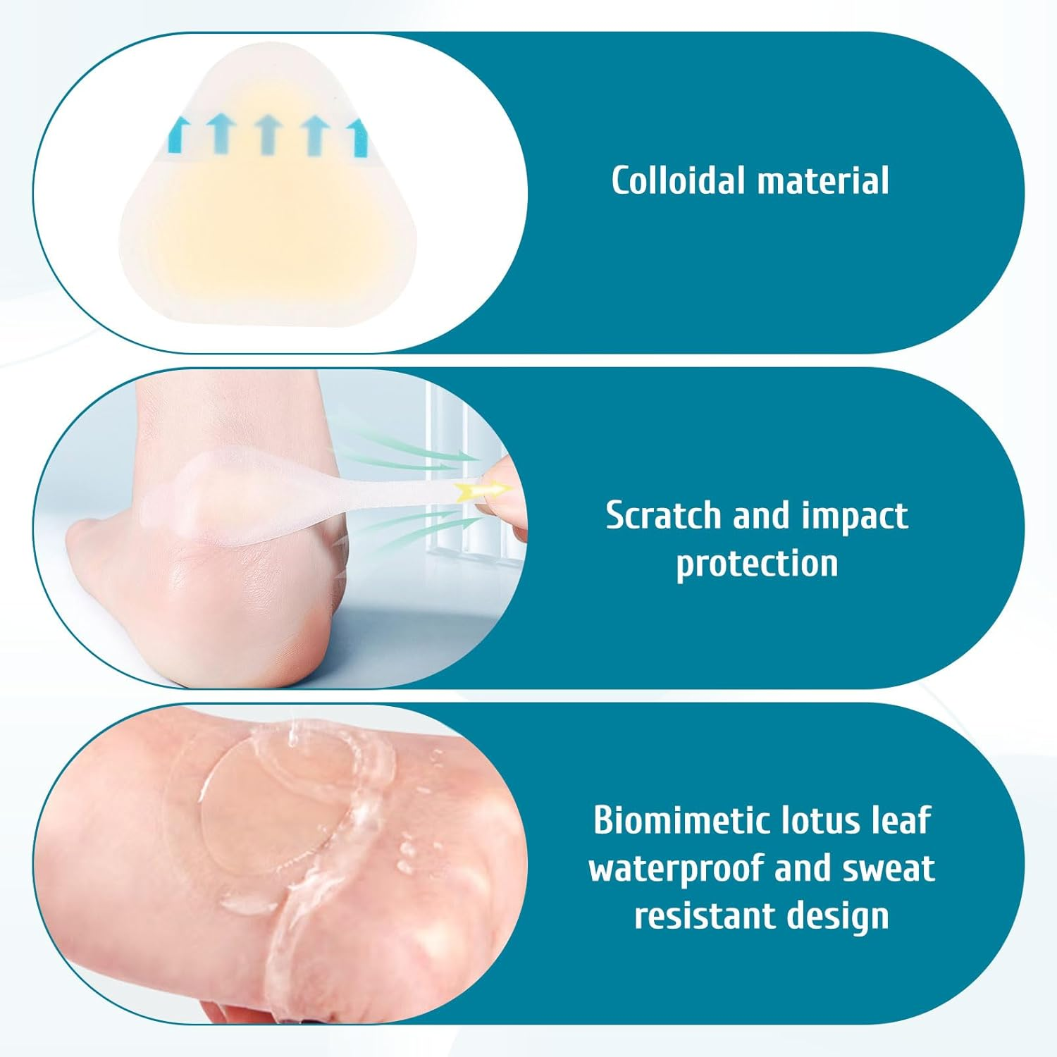 Bandaids, 30Pcs Blister Band Aid, Bandaid, Invisible Blister Hydrocolloid Bandages, Hydrocolloid Blisterband Aid, Waterproof Invisible Gel Cushion, Suitable for Foot, Toe and Heel Protection image number 5