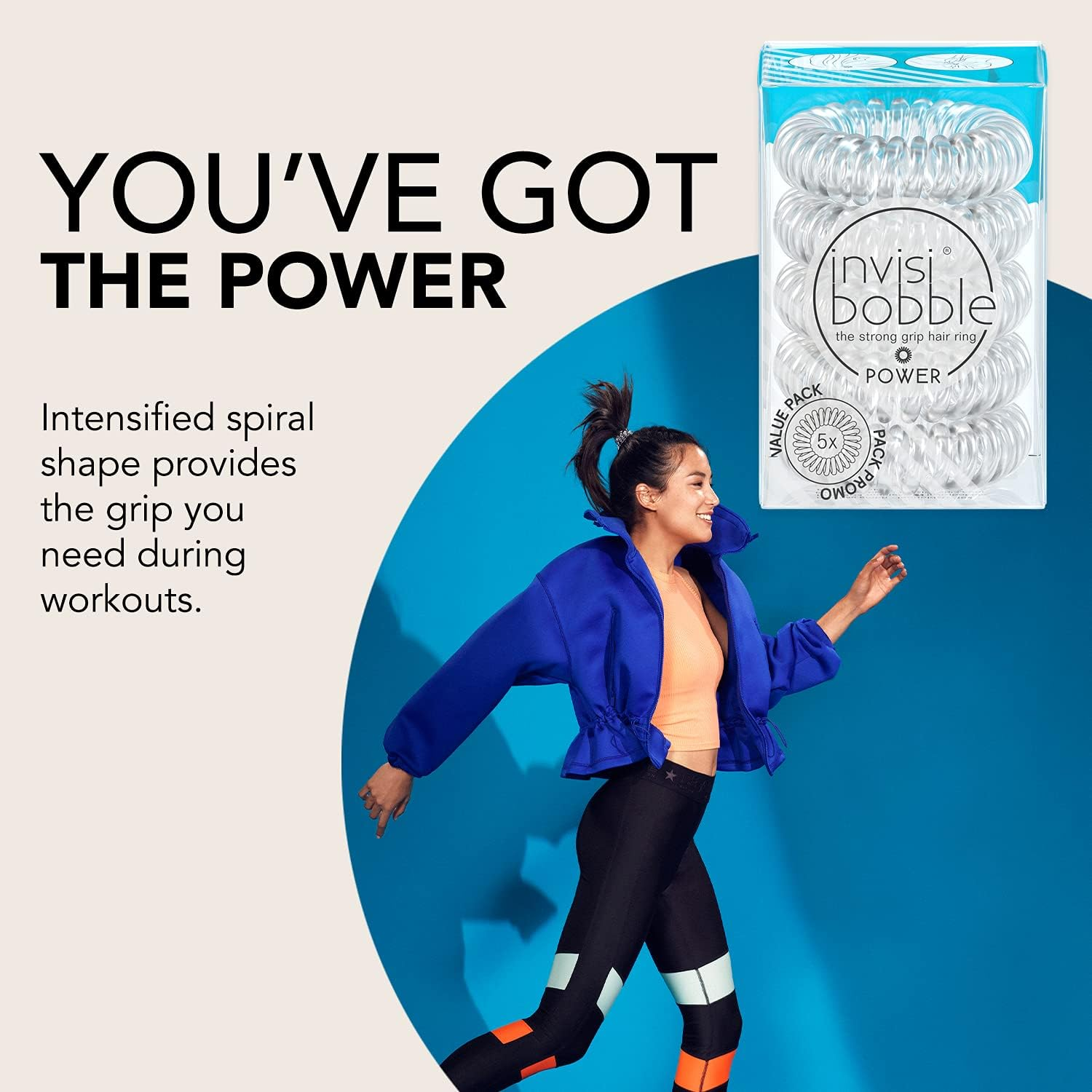 Invisibobble Power Traceless Spiral Hair Ties - 5 Pack - Crystal Clear - Strong Elastic Grip Coil Hair Accessories for Active Women - No Kink, Non Soaking - Gentle for Girls Teens and Thick Hair image number 6