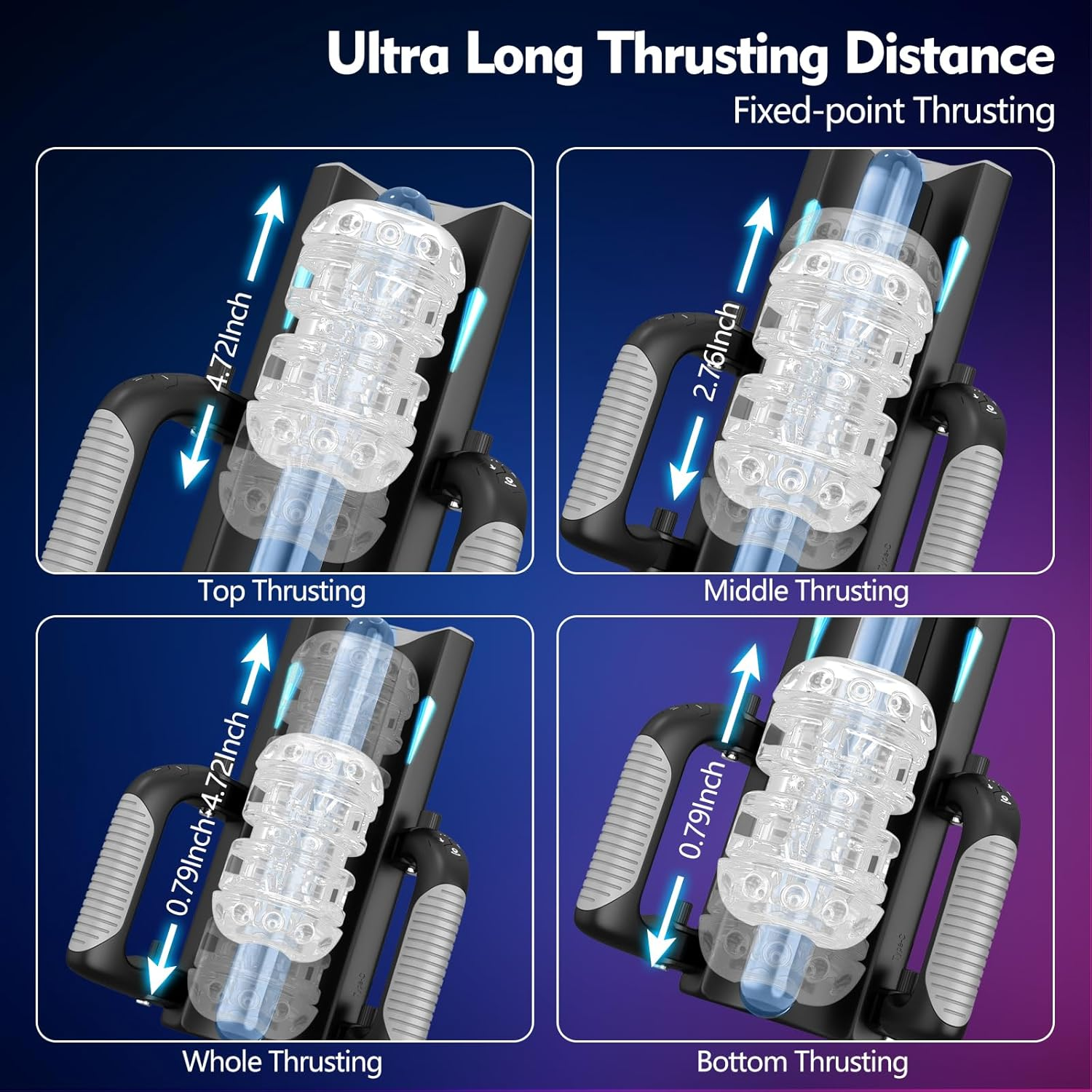 Male Masturbator Sex Toy for Men - Pocket Pussy Sex Toys with 12Cm Thrusting Distance, Male Sex Toys Penis Pump Stroker Hands Free Masturbator with Phone Stand & Foldable Handle, Blowjob Machine image number 1