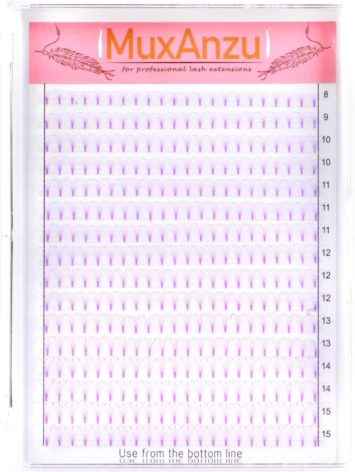 Colored Premade Fans Eyelash Extension Short Stem Volume Lash Extensions 5D Pink Blue Purple Brown 352 Clusters (Purple, 5D 0.07 D 8-15Mm MIXED) image number 7