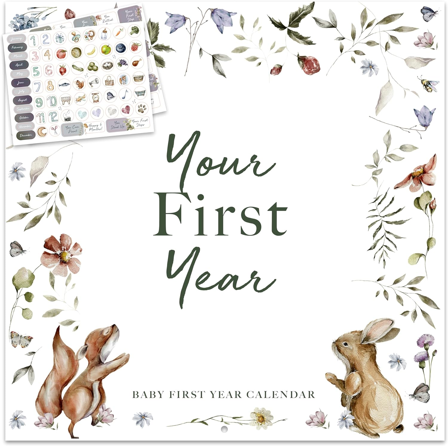 Baby'S First Year Memory & 1St Year Calendar with 100 Stickers | Baby'S First Year Calendar with Stickers & 1St Year Calendars, Baby Tracker image number 1