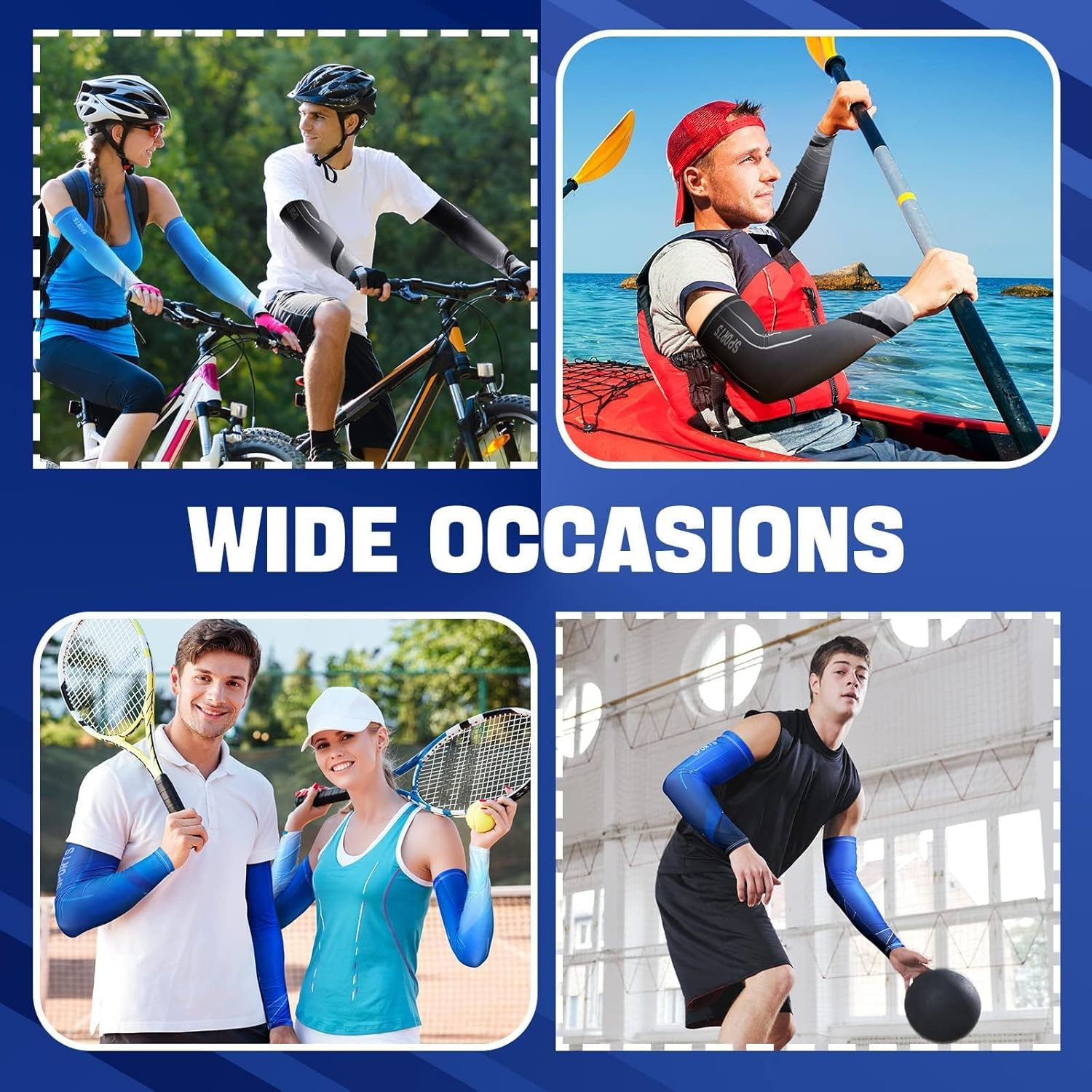 BLAZDEVE 4 Pairs UV Sun Protection Arm Sleeves for Men, Cooling Arm Sleeves, Tattoo Cover Up, Cooling Athletic Sports Sleeve, Moisture Wicking Gloves for Football, Fishing, Running image number 3