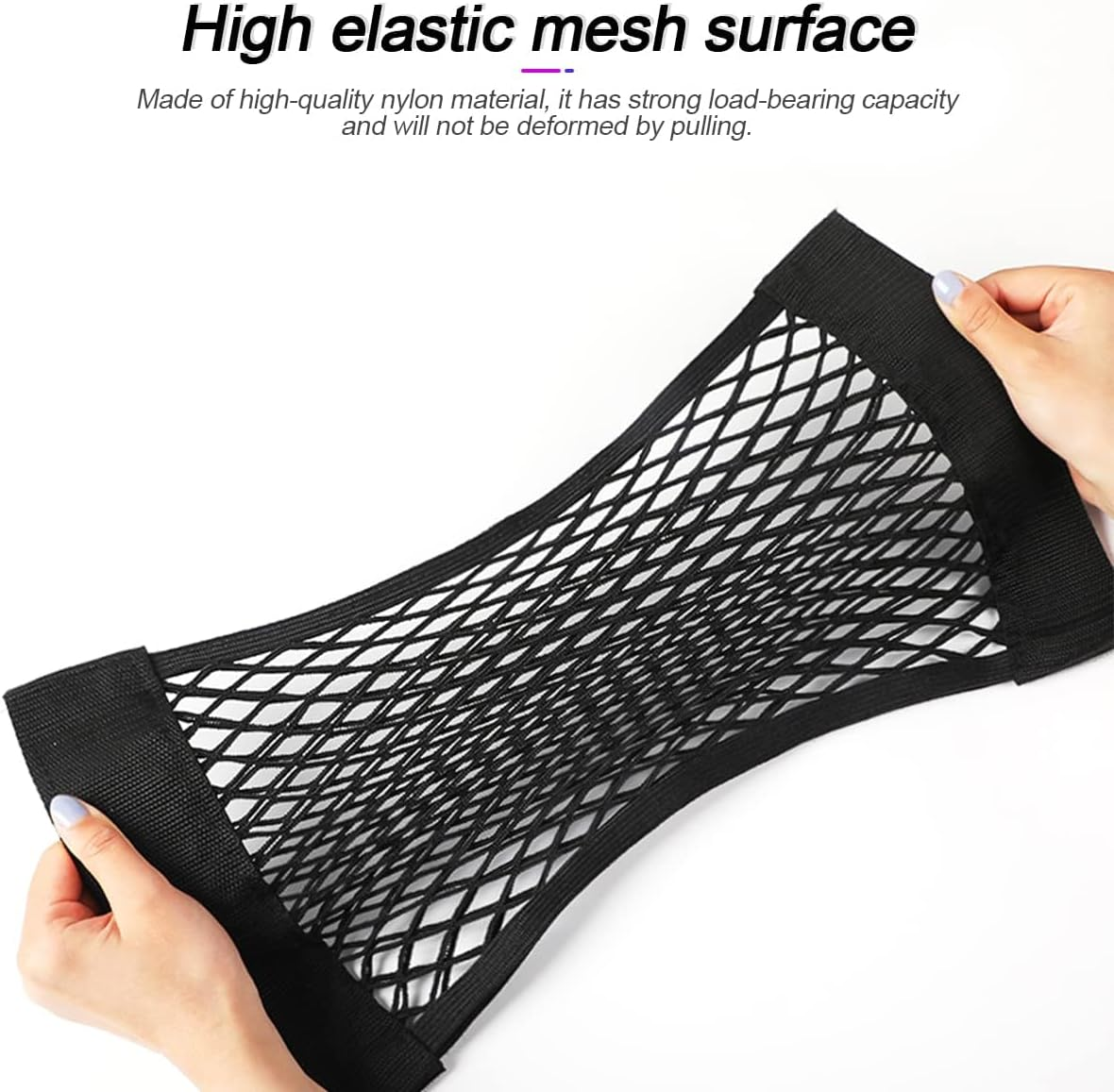 Mesh Cargo Net for Car, Universal Stretchable Trunk Storage Net Wall Sticker Organizer Elastic Pouch Bag for Cars, SUV, Home, Auto Interior Accessories (Large) image number 5