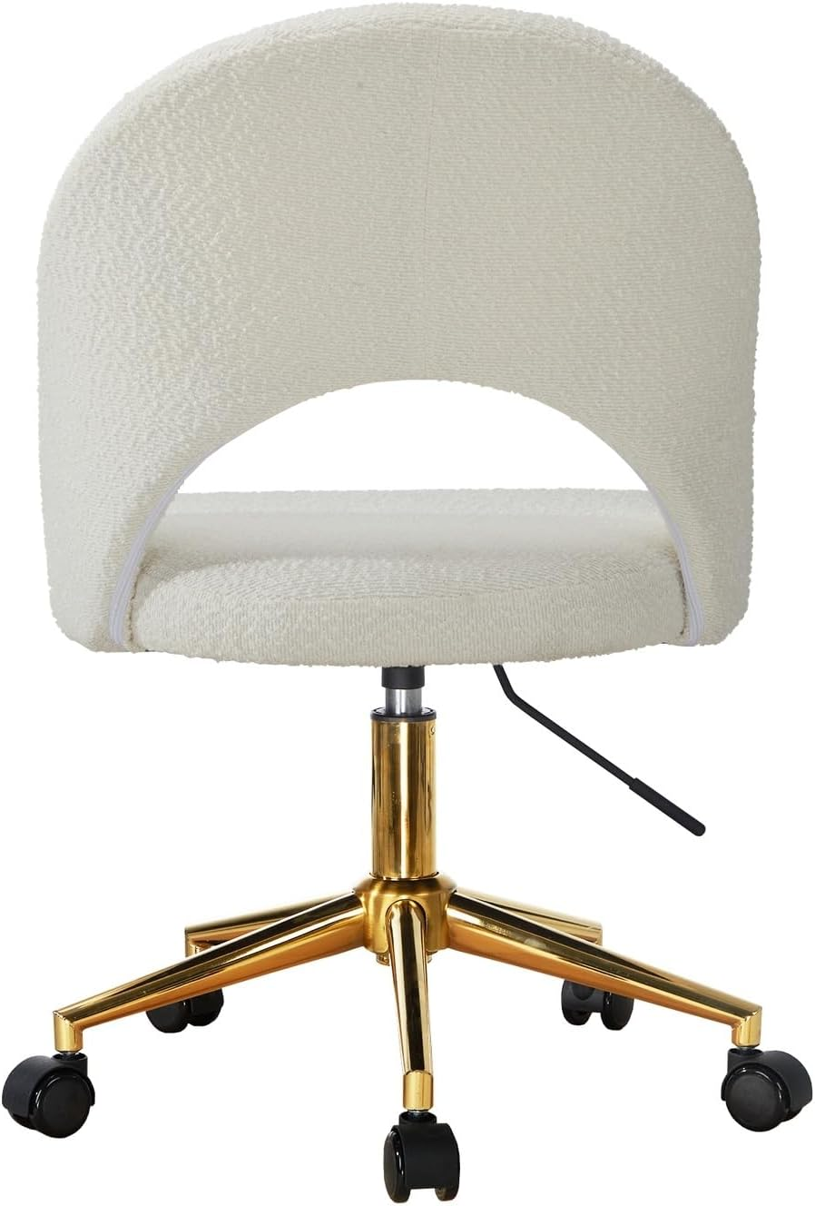 Oikiture Office Desk Chair with Boucle Cover Armless Home Office Chair for Home Office Bedroom White and Gold image number 3