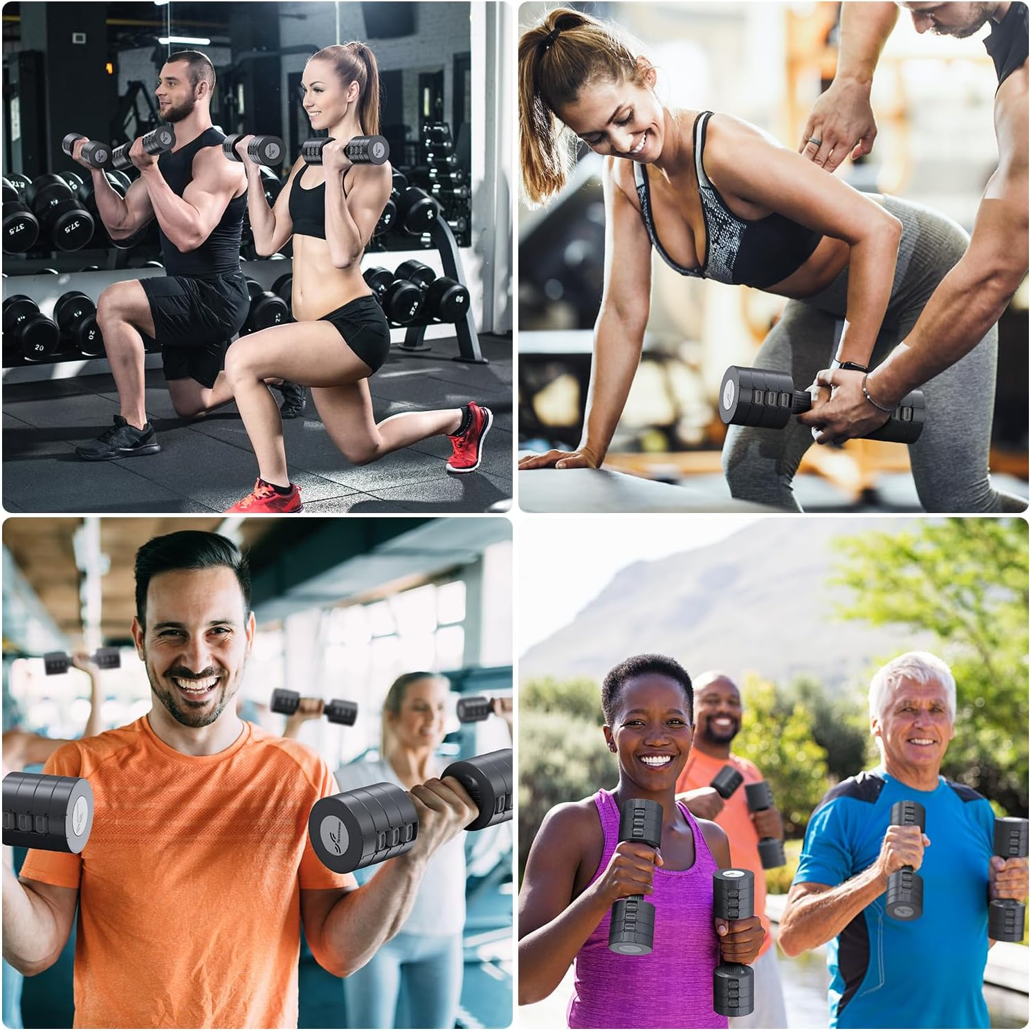 Adjustable Dumbbell Set: Sportneer 2.5 Kg *2 Dumbbells Each 1Kg/1.5Kg/2Kg/2.5Kg 4-In-1 Dumbbell Sets for Women Men Home Gym Workout Strength Training Fitness Pilates