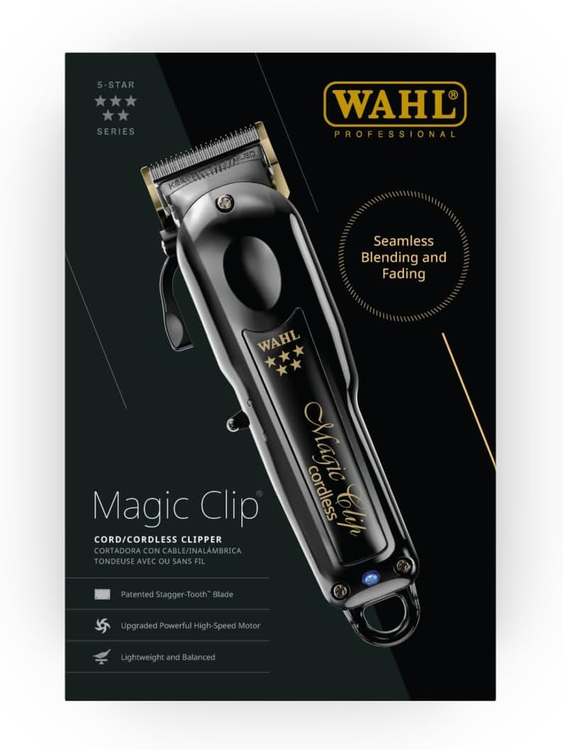 Wahl Professional Black Magic Clip - 5 Star Cord/Cordless Lithium Hair Trimmer - 6800 RPM, 100-Min Run Time, Crunch Blade Technology