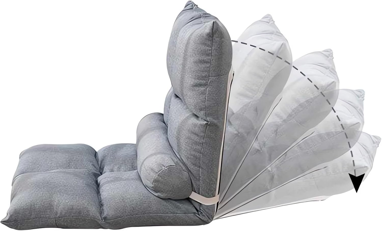 Adjustable Floor Chair with 5 Positions, Linen Fabric Cover, Foam Padding, 52.5 X 50 X 52.5 Cm, A300 (Grey) image number 2
