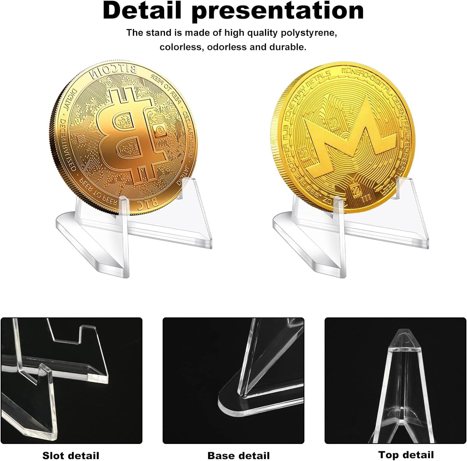 SAHENITEANA 30 Packs Acrylic Easel Stands Clear Mini Coin Display Easel Holder Displaying, Clear Multifunctional Display Holder, for Display Coin Display Easel image number 2