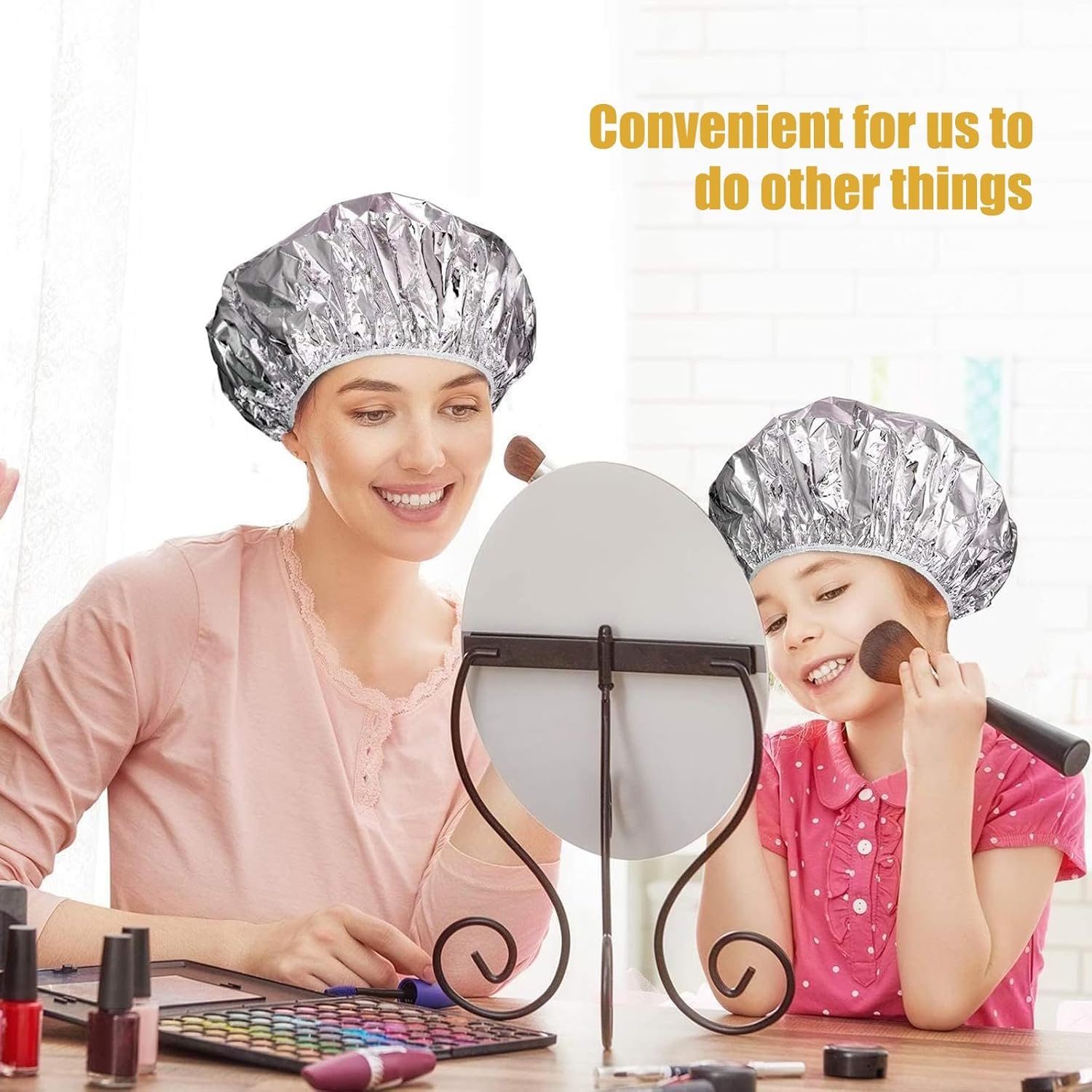 RTRTGS 6 Pieces Aluminium Heat Cap, Aluminium Foil Cap for Perm, Aluminium Deep Conditioning Heat Cap, Drying Hood for Hair, Salon Hair Cap, Nourishing Waterproof image number 1