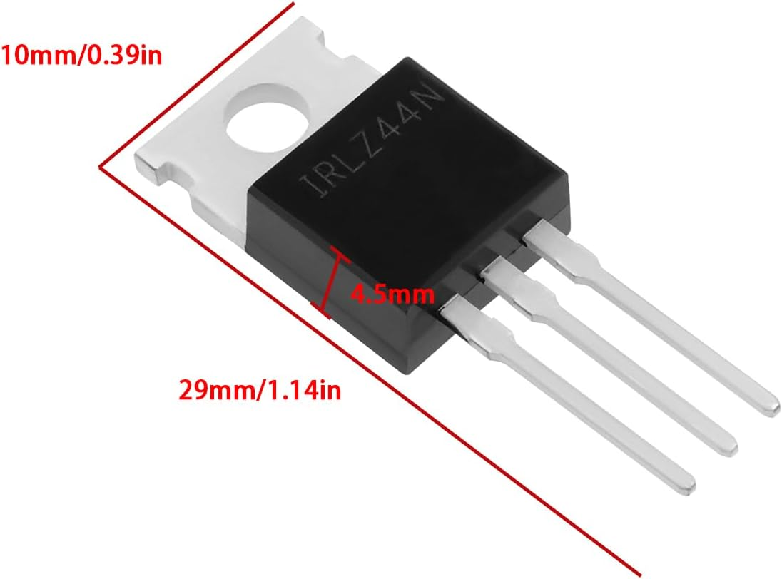 YINETTECH 10PCS IRLZ44N Logic Level MOSFET Transistors 47A 55V N-Channel MOSFET Transistors 29X10X4.5Mm Used Be Electronic Switches Controllable Rectifiers image number 5