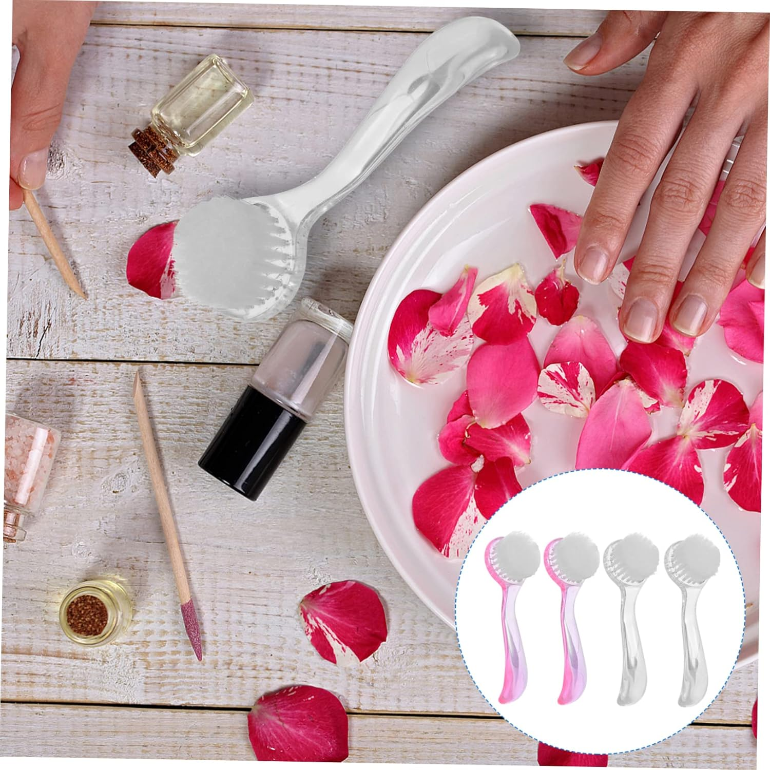HAPINARY 4Pcs Nail Brush Dust Brush Soft Bristles Long Handle for Easy Nail Cleaning image number 6